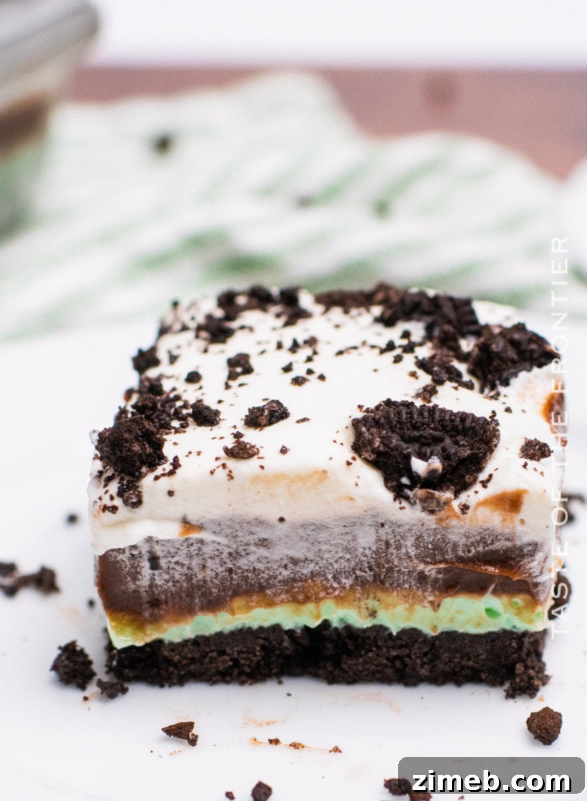 Mint Chocolate Indulgence 3 Lush dessert with visible layers of mint green and chocolate