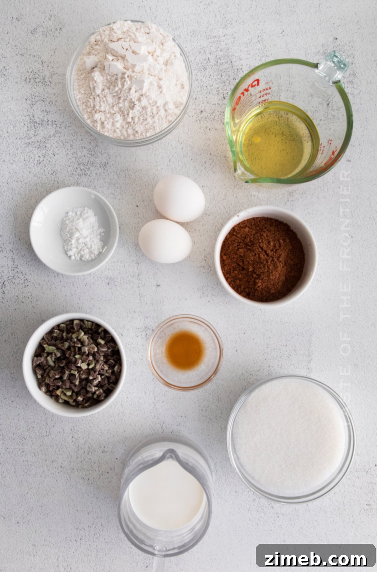 ingredients for chocolate mint cupcakes