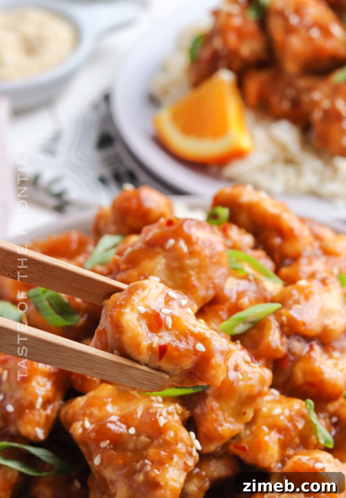 Crispy Orange Chicken 23 Crispy bite of homemade orange chicken