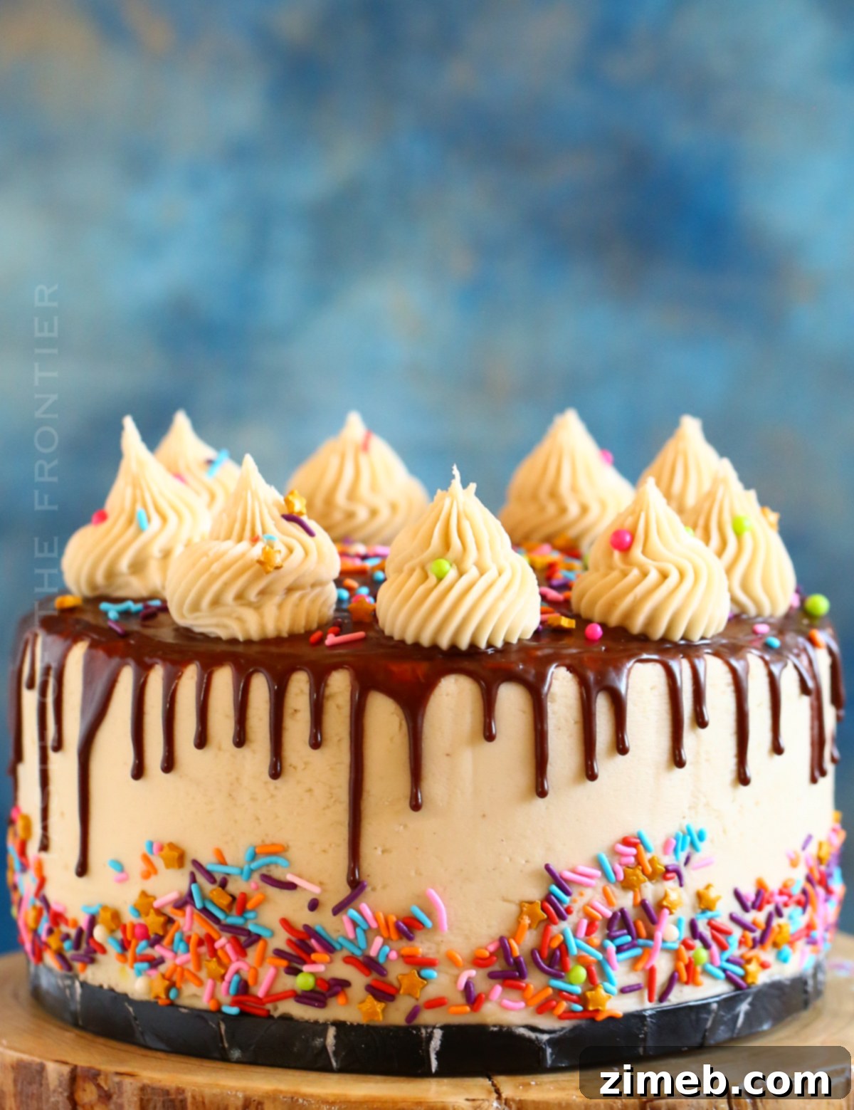 Lush chocolate ganache, ready to be poured for a drip cake.