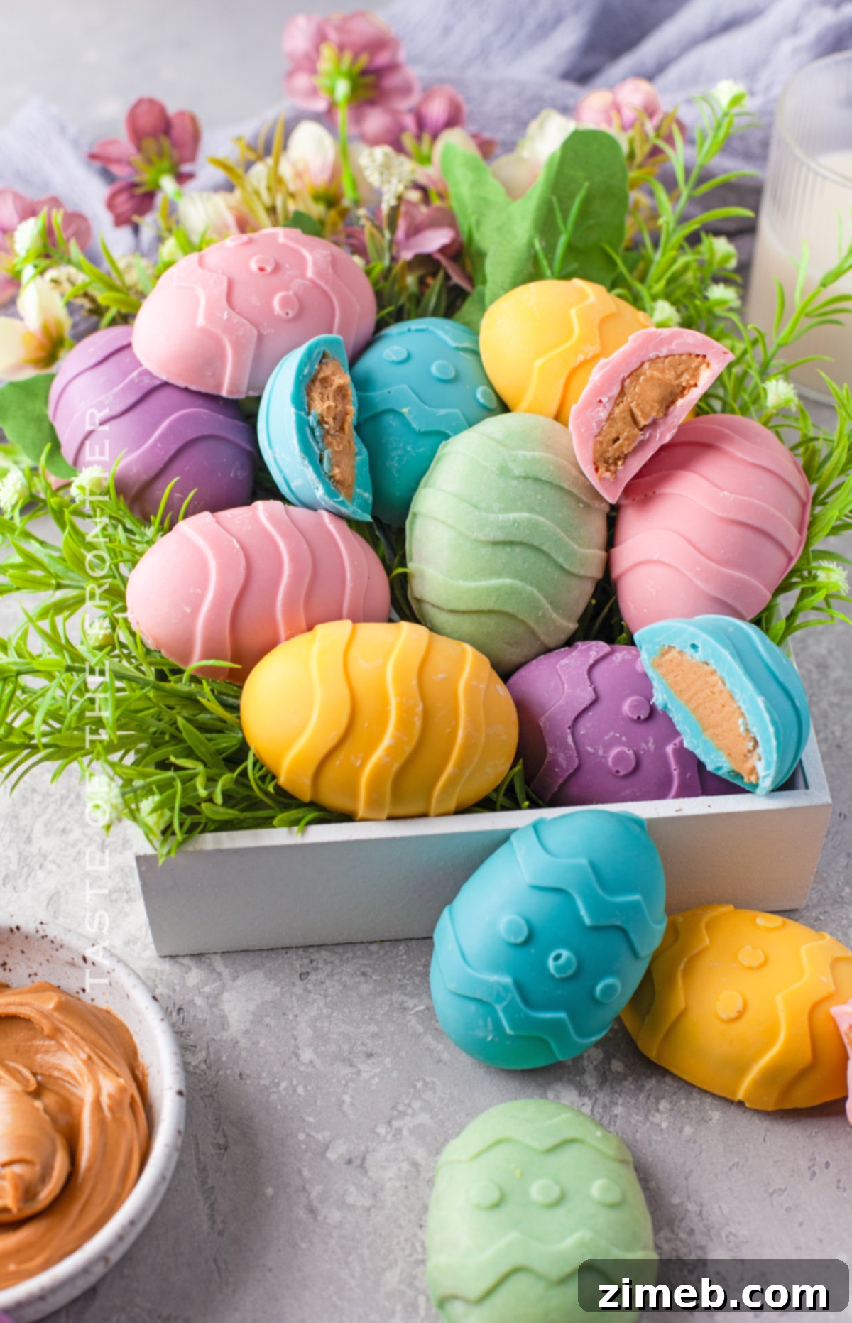 Irresistible Peanut Butter Eggs 3 bouquet for Easter with candy eggs