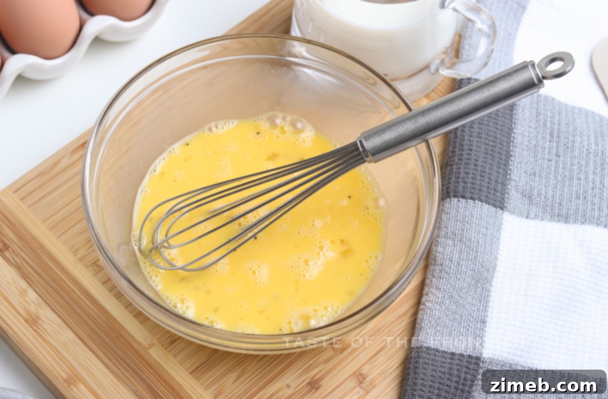 Perfect Scrambled Eggs 6 Whisked Eggs with Milk and Seasonings