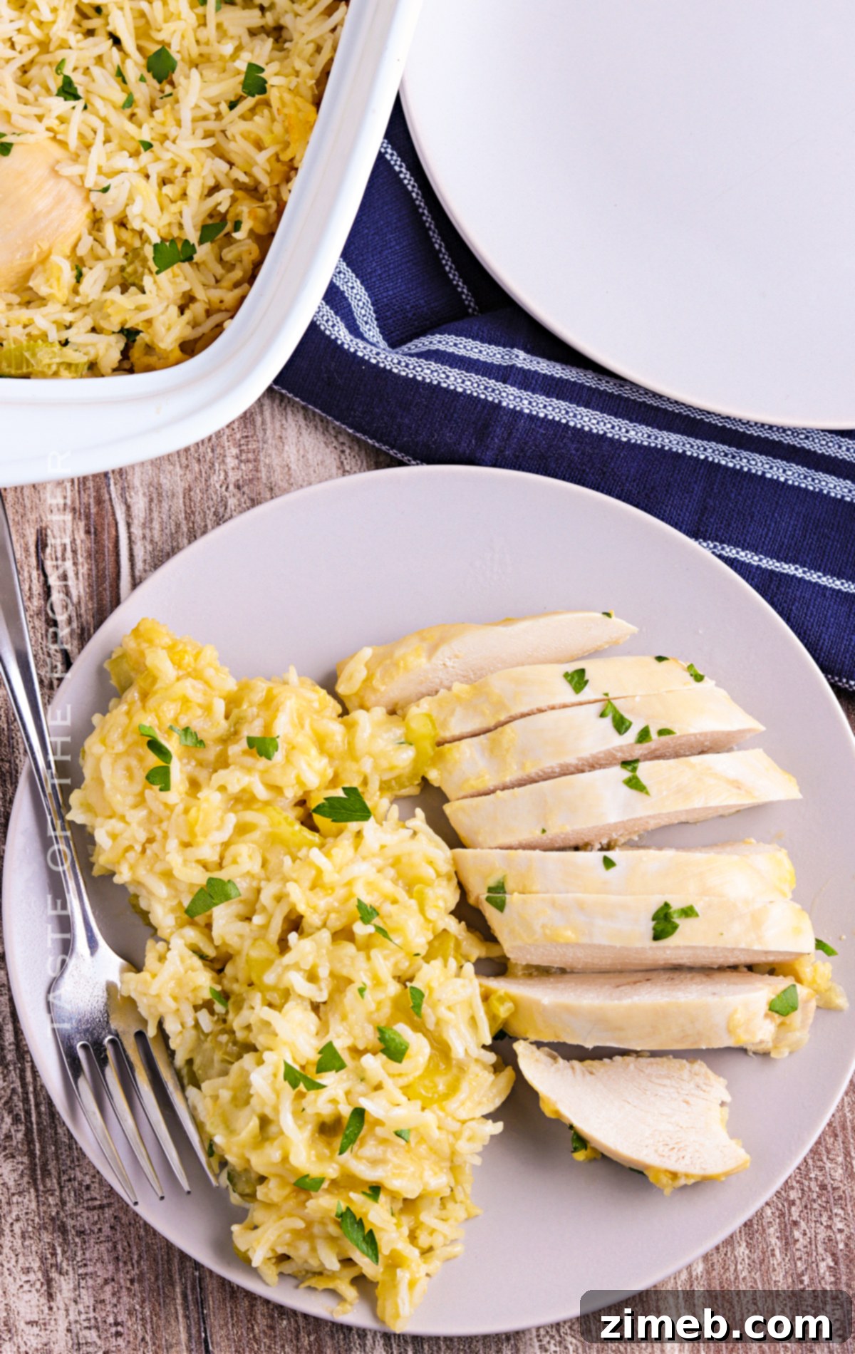 Golden-baked Chicken and Rice Casserole, fresh from the oven.