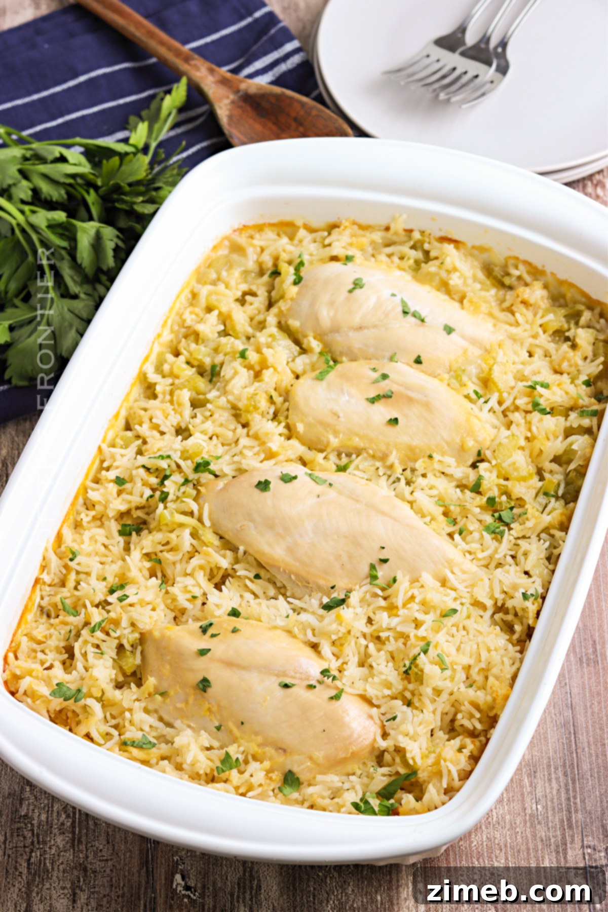 Hearty Chicken and Rice Dinner ready to be served.