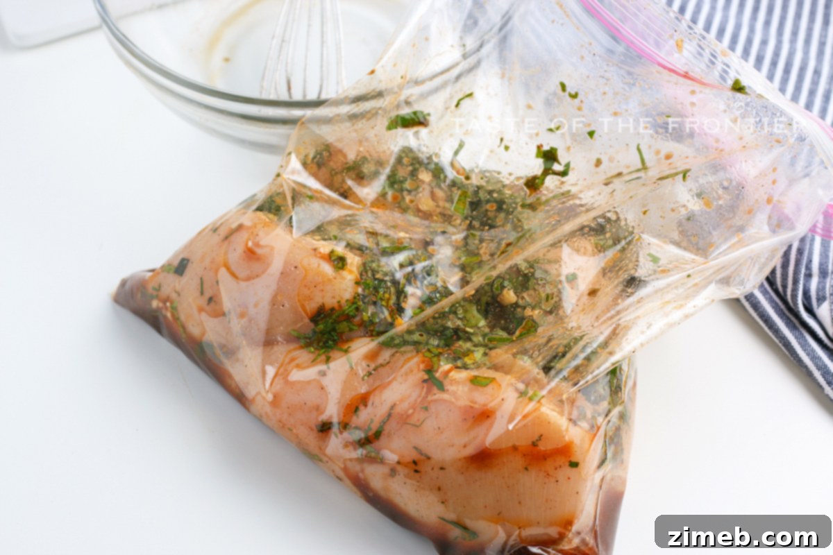 Perfectly Golden Baked Chicken 7 Close-up of Marinating Chicken Breasts