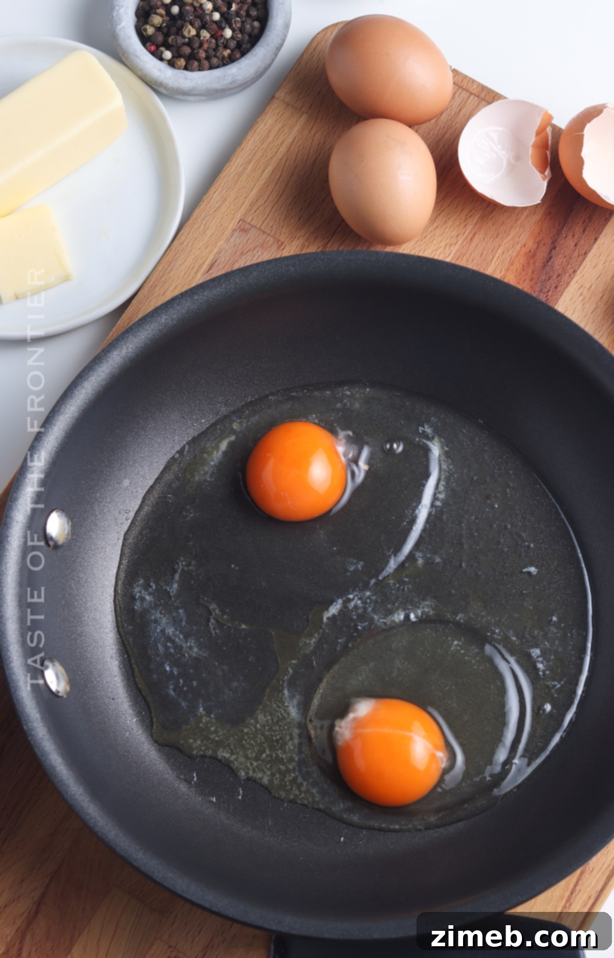 Sunrise Yolk 7 Eggs cooking in the skillet
