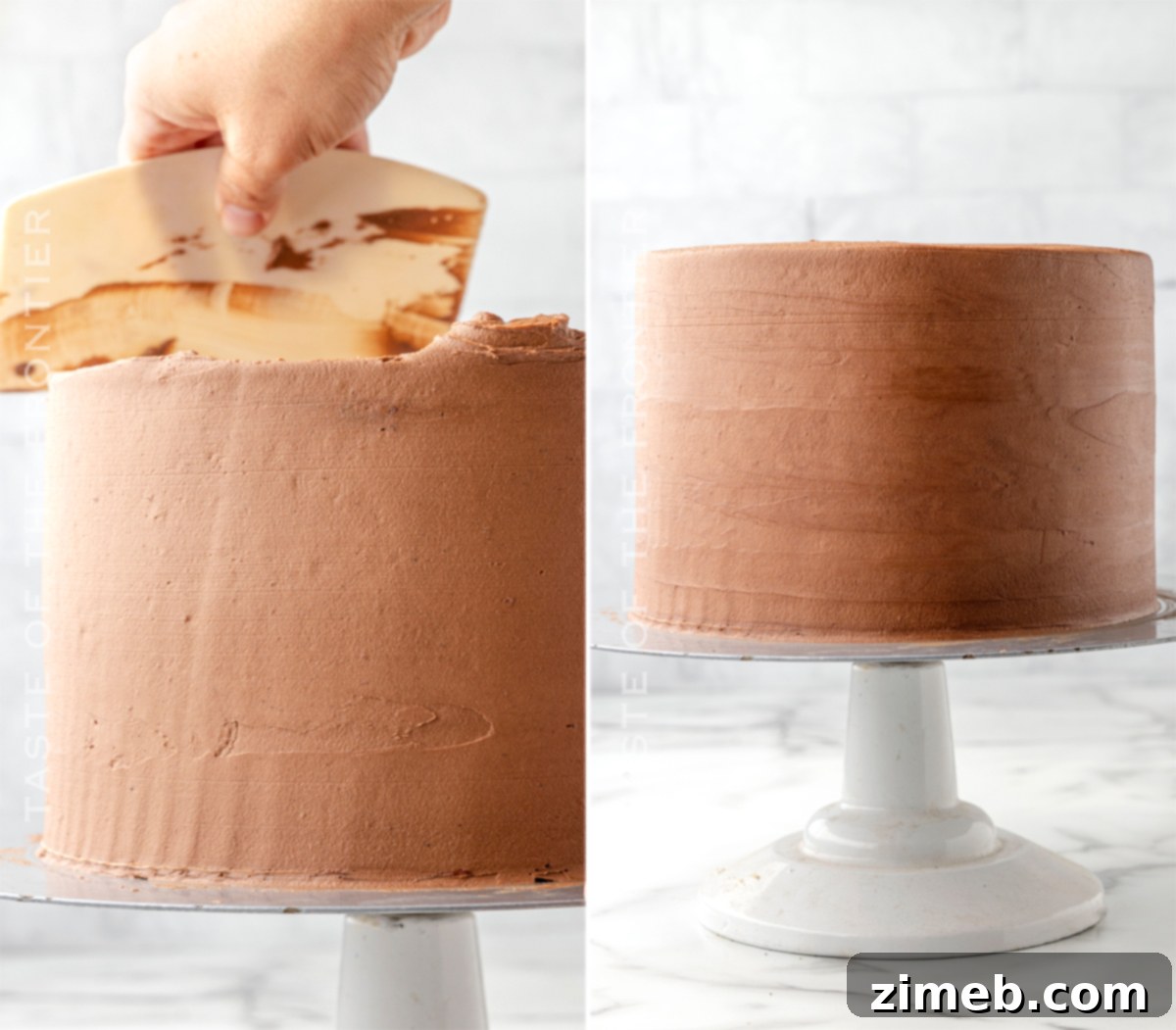 Decadent Raspberry Chocolate Dream 12 smoothing the frosting
