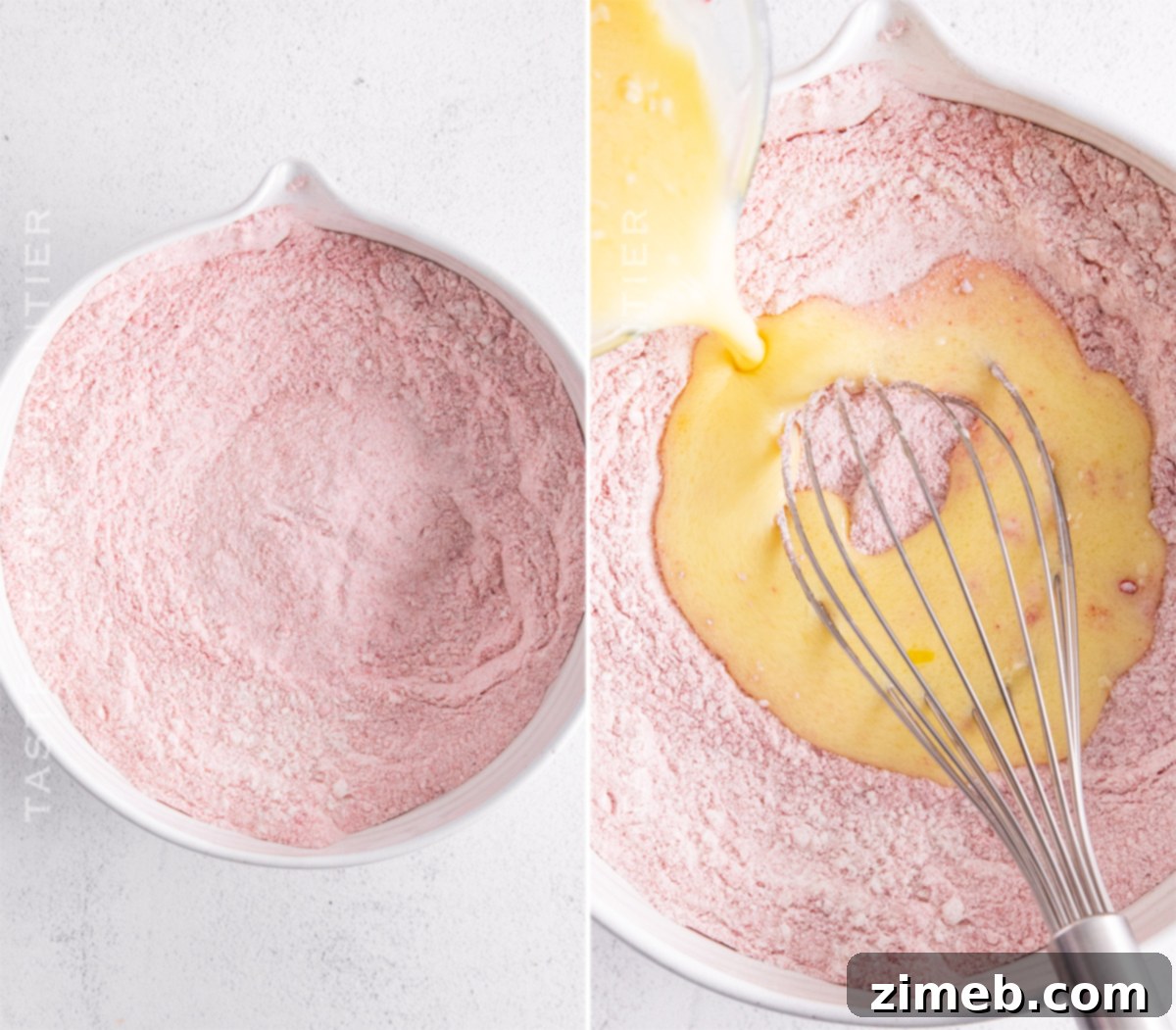making the batter for Strawberry Donuts