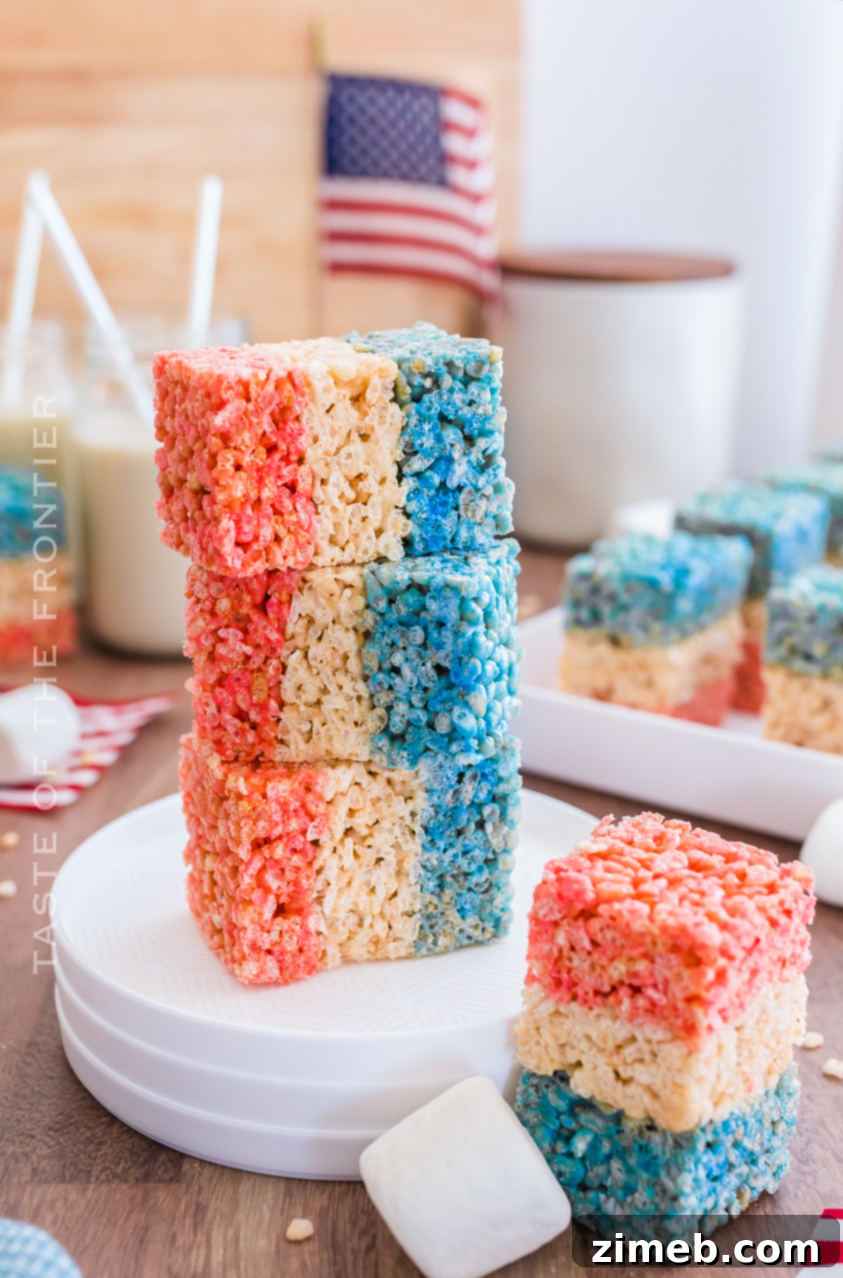 Red White and Blue Krispie Treats