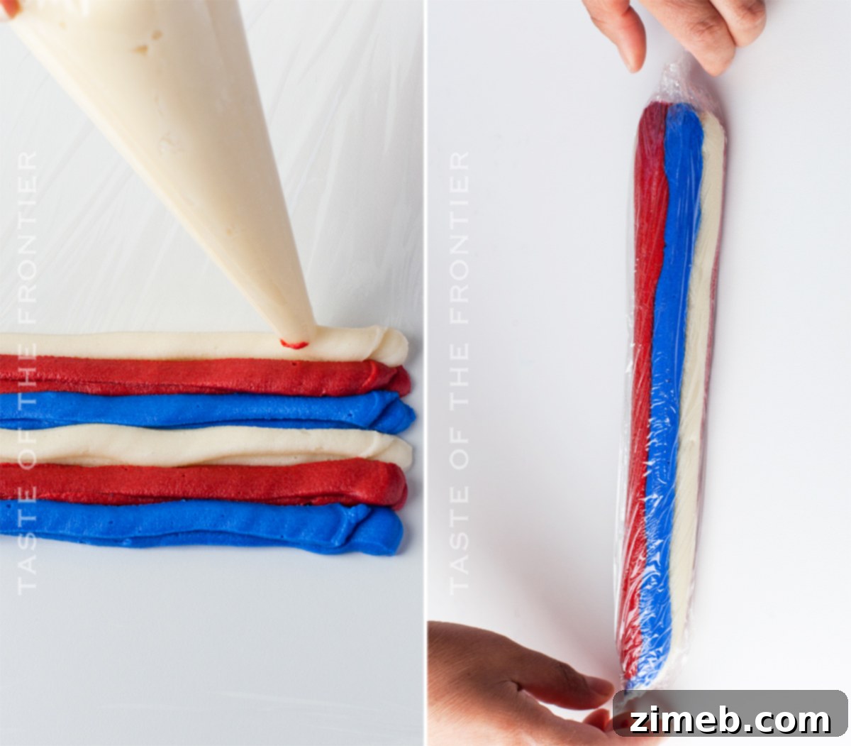 Patriotic Bites 12 Preparing to make swirled frosting.