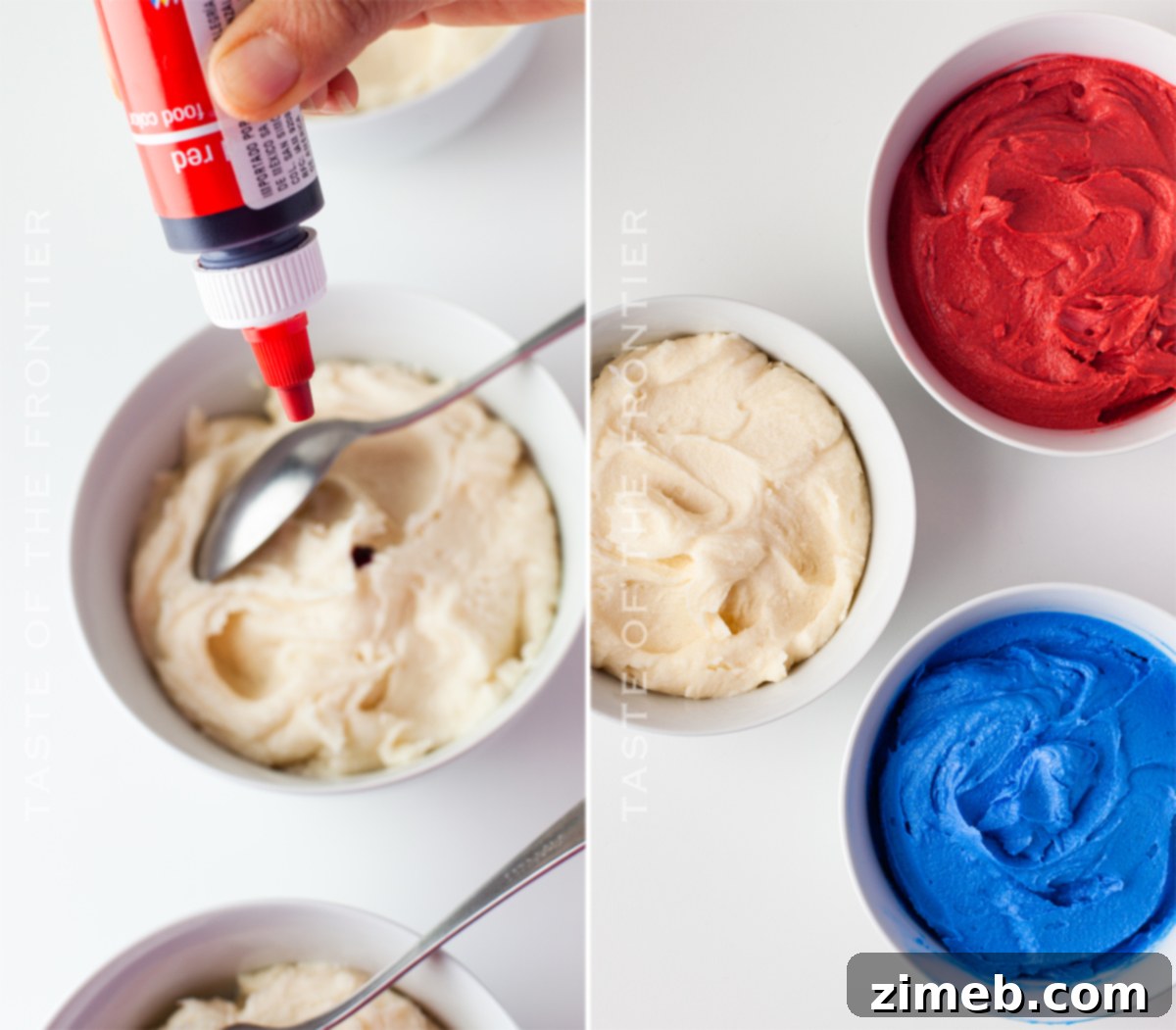Patriotic Bites 10 Making red, white, and blue frosting colors.