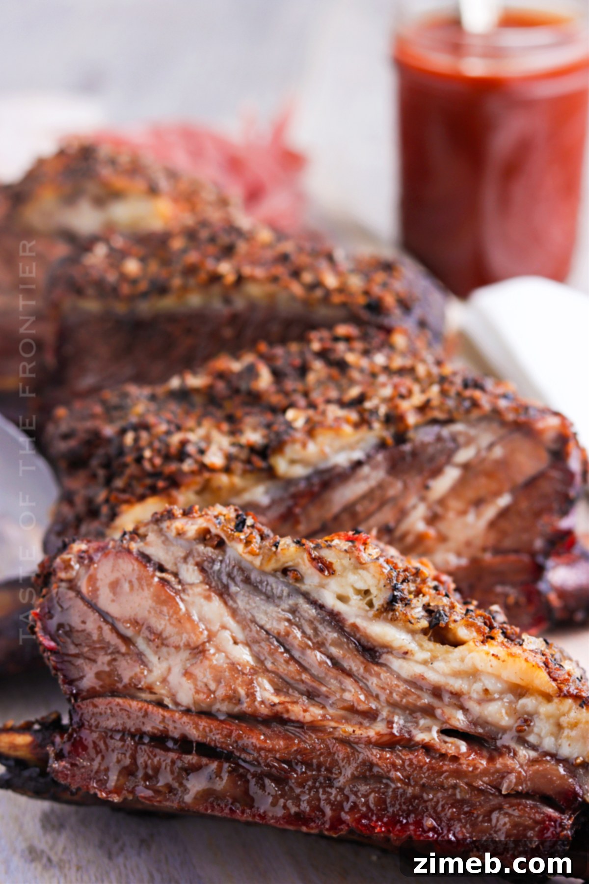 Smoked Beef Ribs on a platter, ready to serve