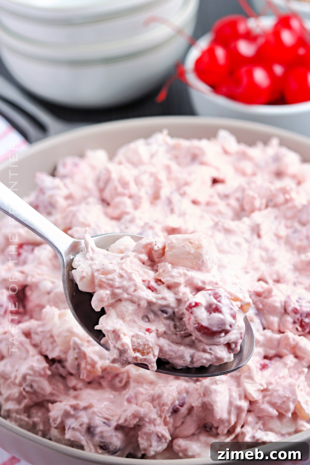 Crimson Cloud 3 Pink Fluff Salad ready to serve