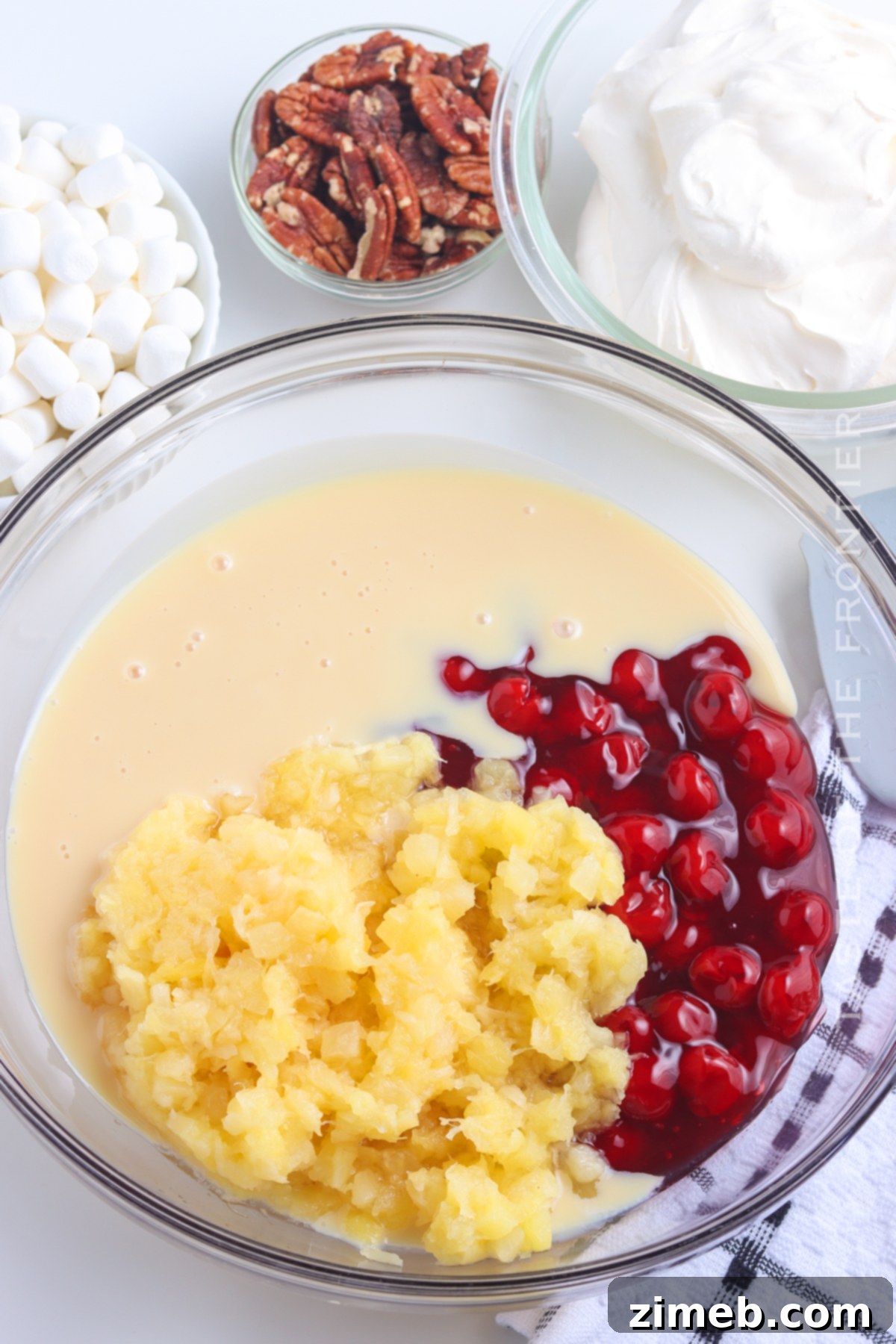 Crimson Cloud 5 Steps on how to make Cherry Fluff Salad