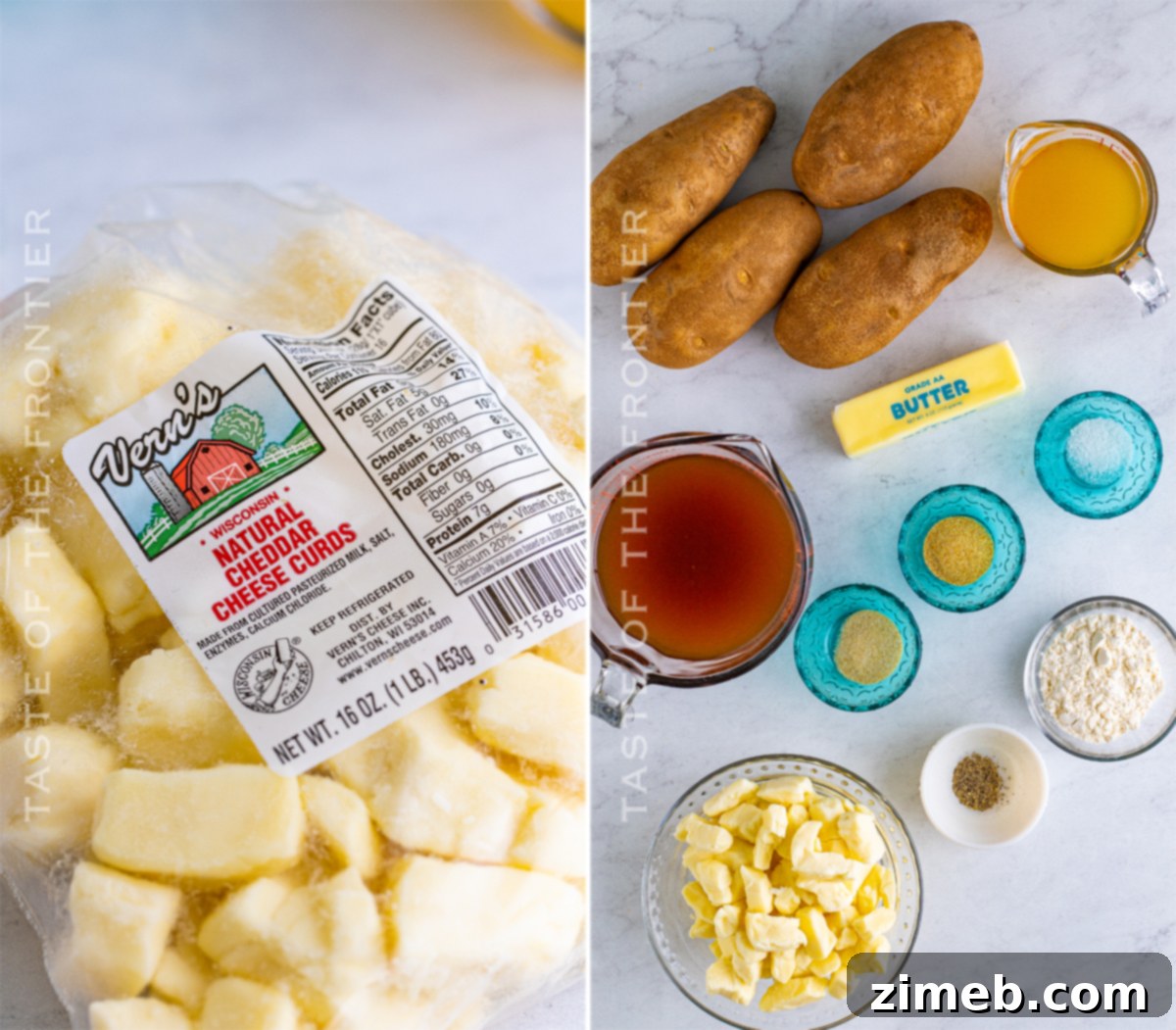 Poutine: Canada's Cheesy, Gravy-Laden Delight 5 Poutine ingredients: Russet potatoes, butter, flour, stocks, and cheese curds