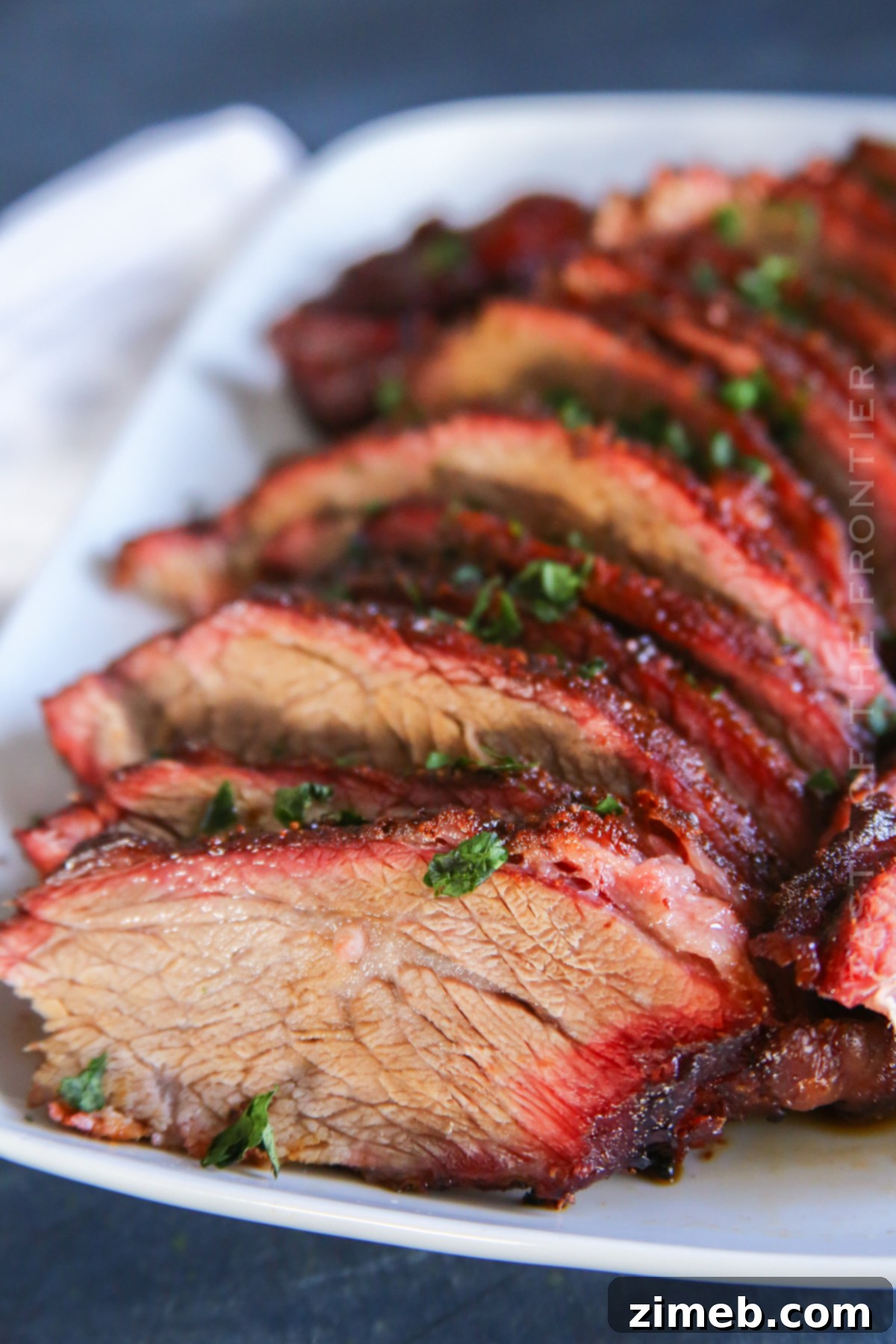 Beef Roast on the Smoker, perfectly cooked with a dark bark, ready to be wrapped.