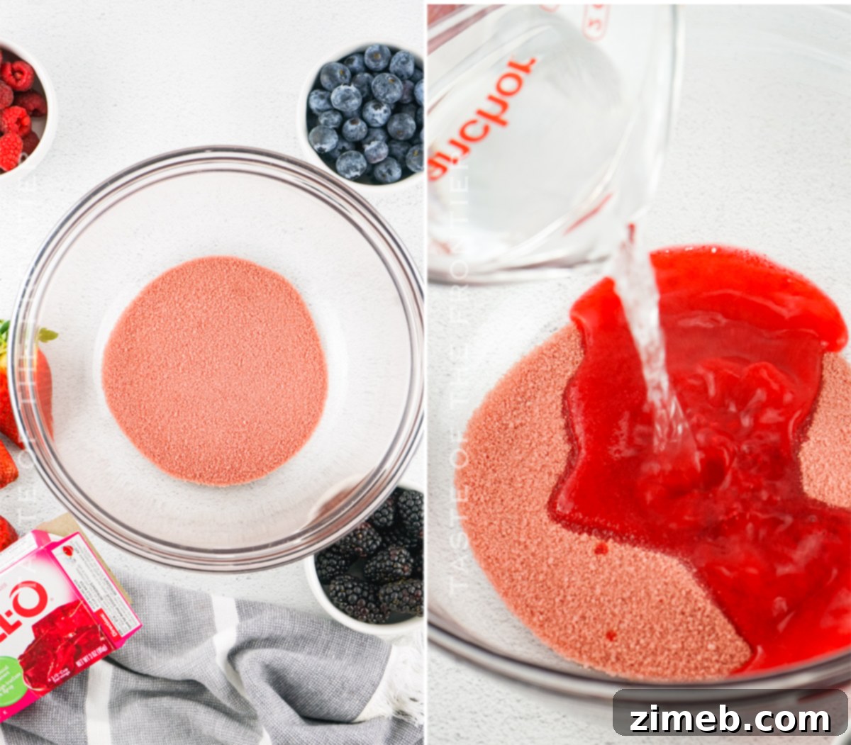 Red White And Boozy Jellies 6 Making 4th of July Jello Shots in shot glasses
