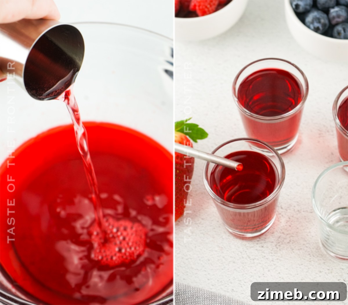 Red White And Boozy Jellies 7 Delicious berry jello shots being prepared