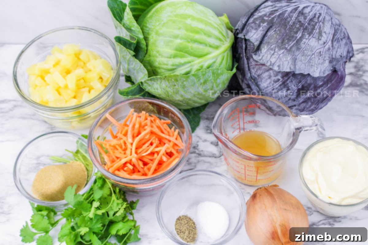 Aloha Coleslaw 5 ingredients for Hawaiian Coleslaw