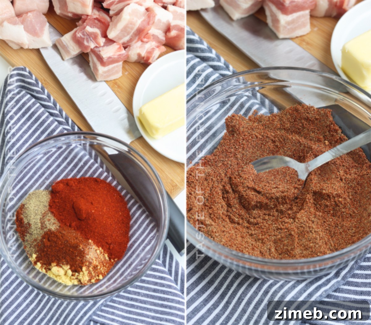 Crispy Smoked Pork Belly Bites 6 pork rub