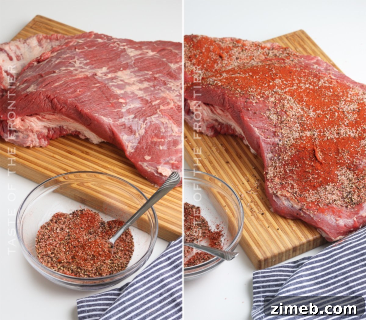 Slow-Smoked Brisket Perfection 6 A trimmed beef brisket with rub applied, ready for smoking.
