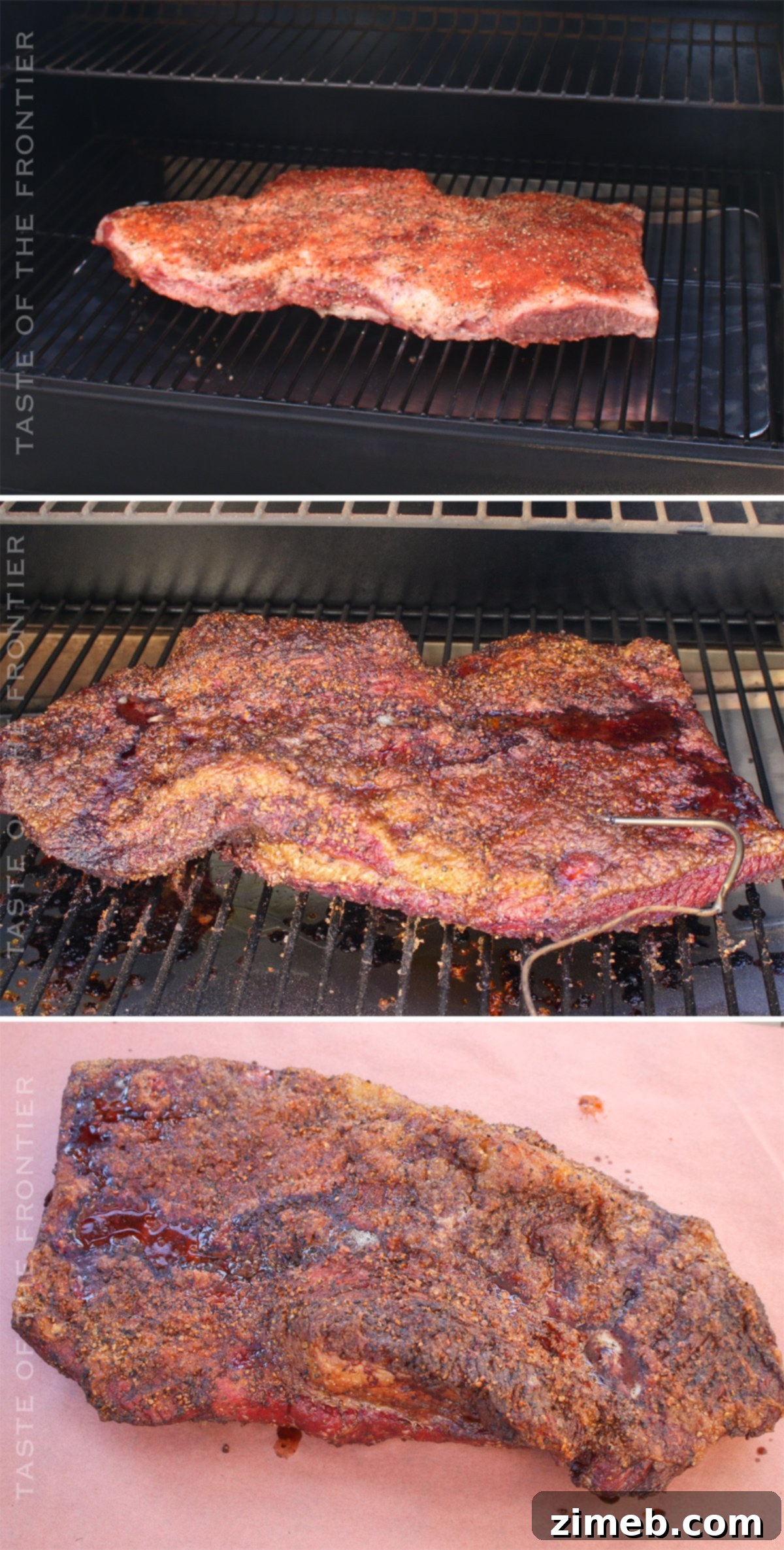 Slow-Smoked Brisket Perfection 7 A brisket wrapped in peach butcher paper during the smoking process, known as the Texas Crutch.