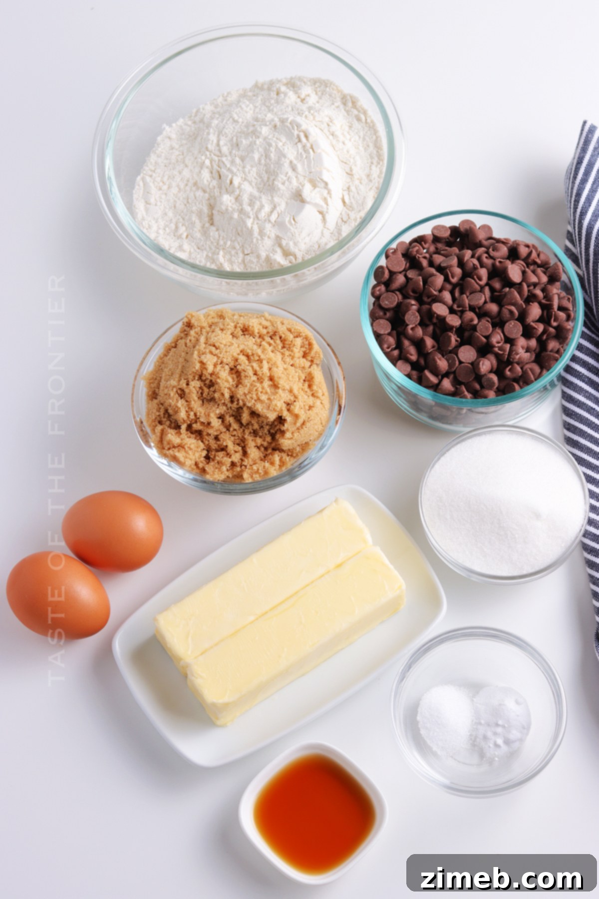 ingredients for Mrs. Fields Chocolate Chip Cookies