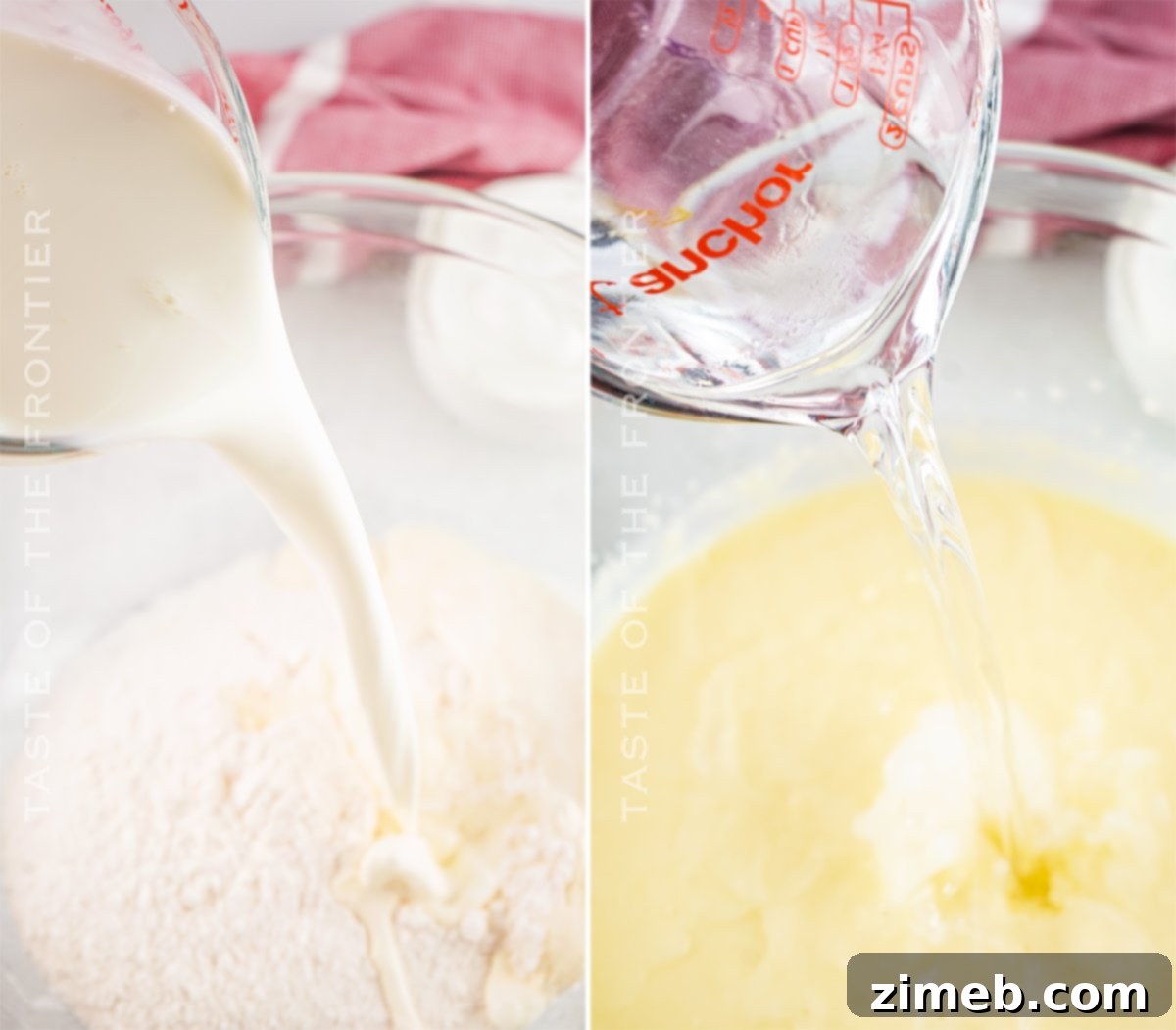 Boozy Pudding Delights 6 Hand adding vodka to instant pudding mix and half and half, a crucial step for making Pudding Shots.