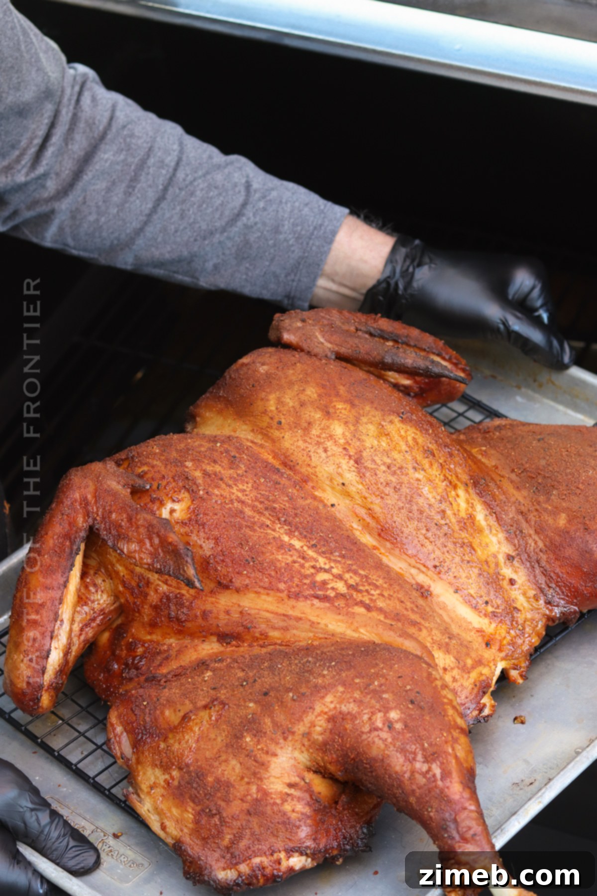 The Signature Smoked Spatchcock Turkey 21 Spatchcocked Turkey, golden brown and ready to serve