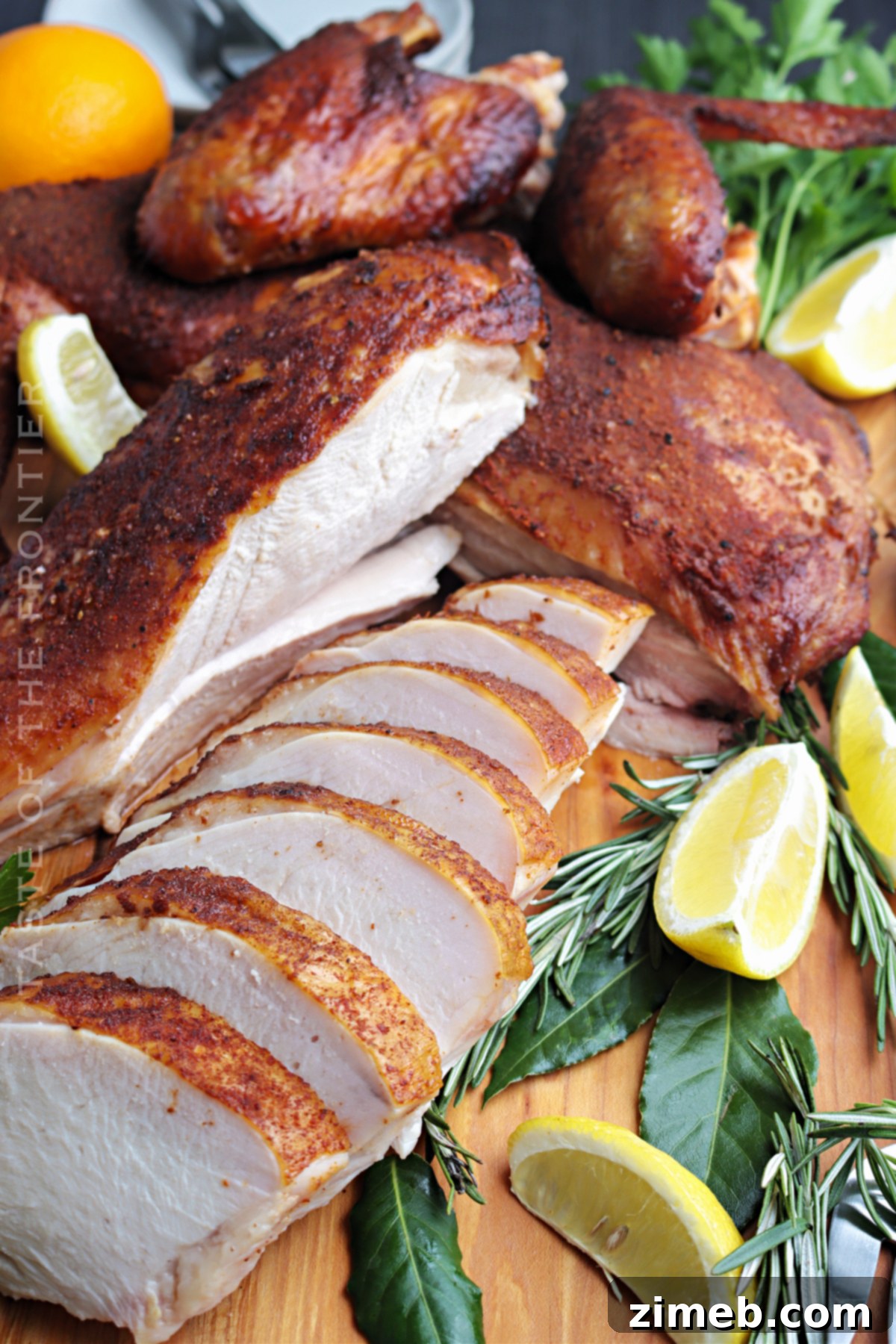 The Signature Smoked Spatchcock Turkey 4 Thanksgiving Smoked Spatchcock Turkey, ready to be carved