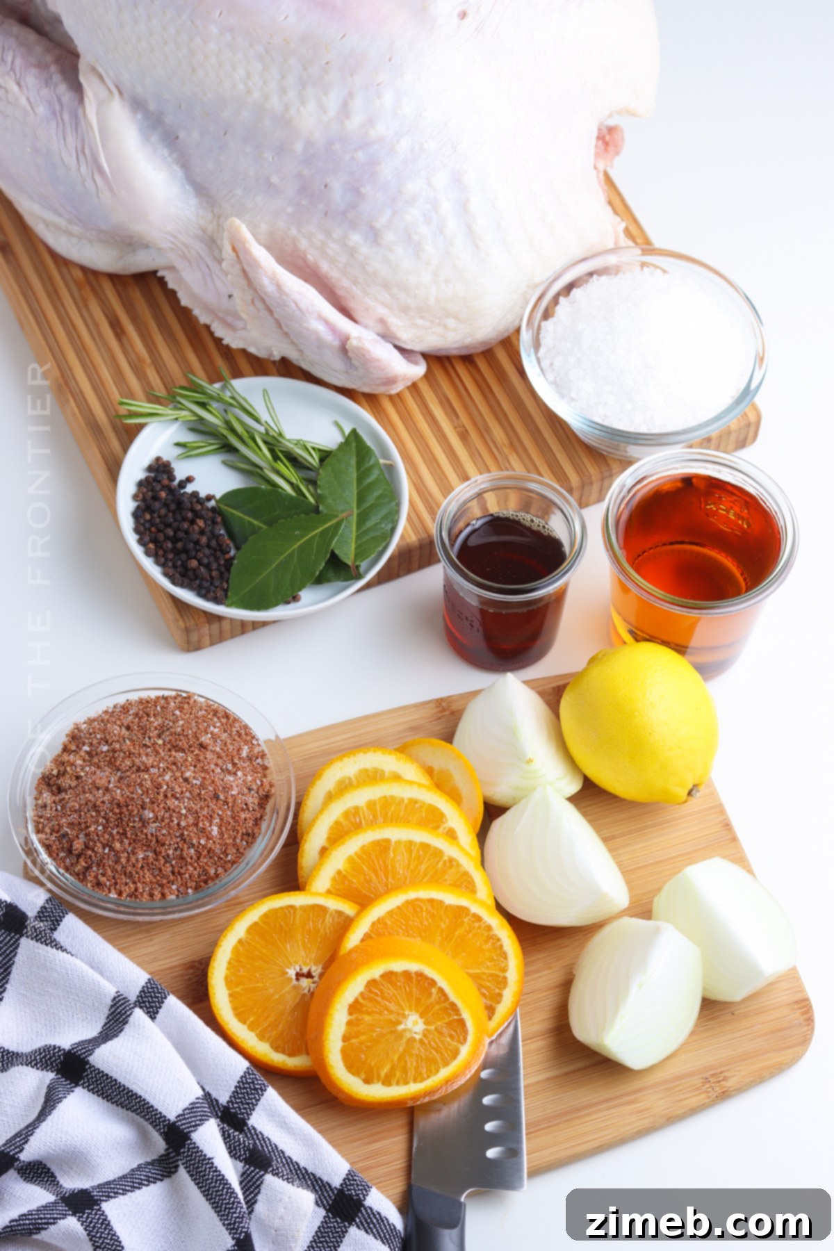 The Signature Smoked Spatchcock Turkey 5 Ingredients for Smoked Spatchcock Turkey, including fresh herbs and citrus