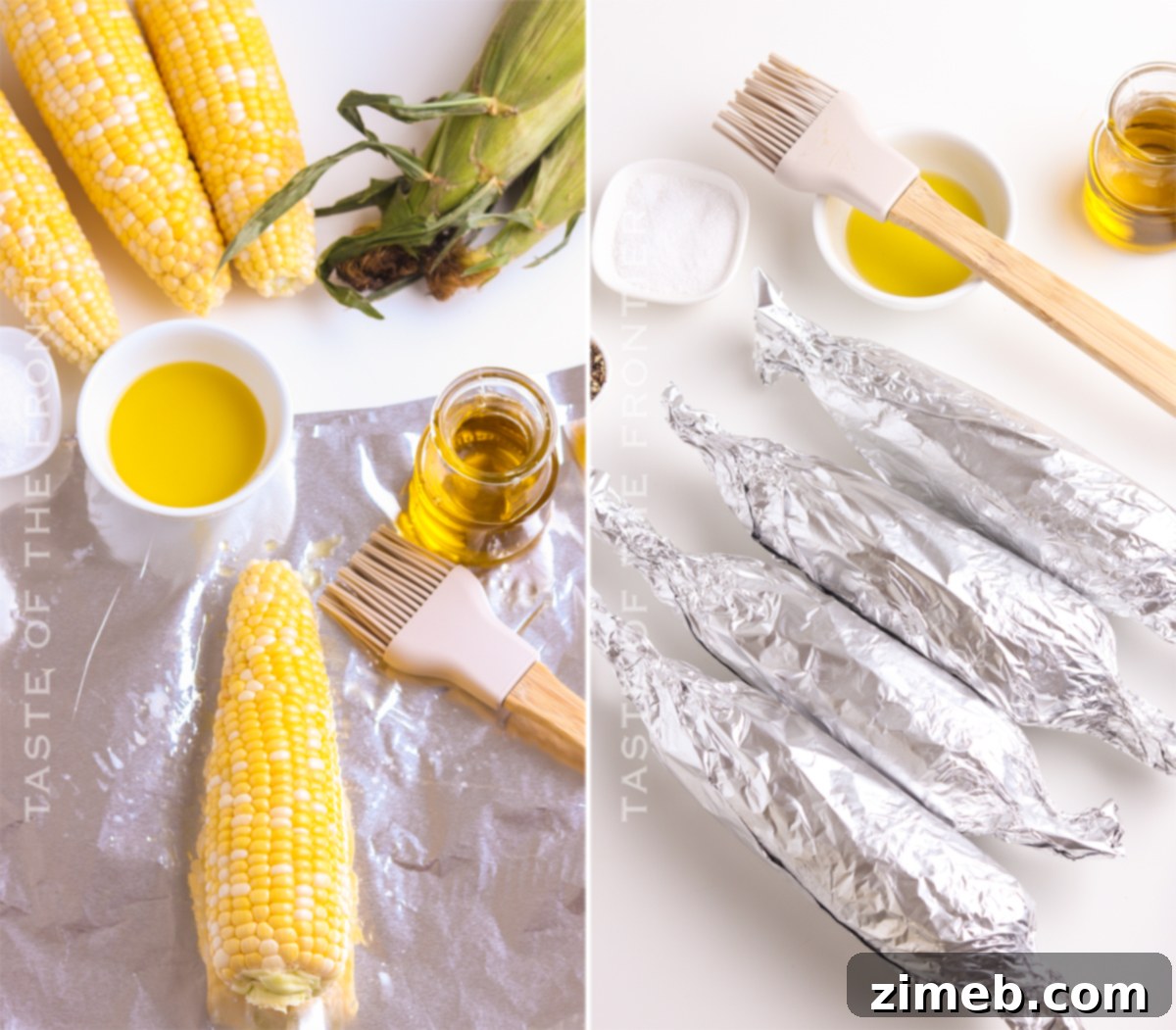 Deliciously Simple Grilled Corn 7 Foil-wrapped corn on the grill, cooking evenly