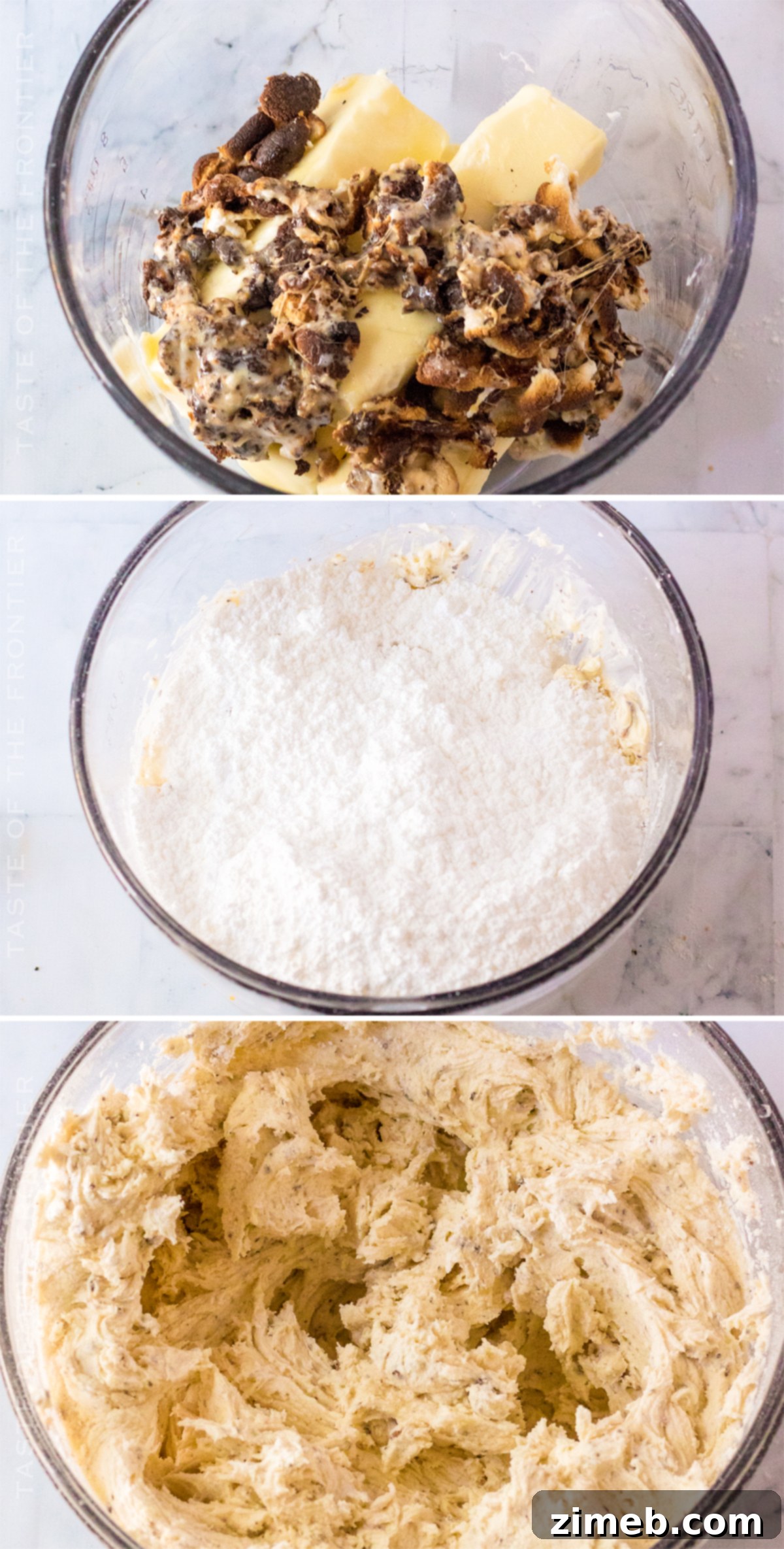 S'mores Cake 8 Process of making toasted marshmallow frosting for S'mores Cake
