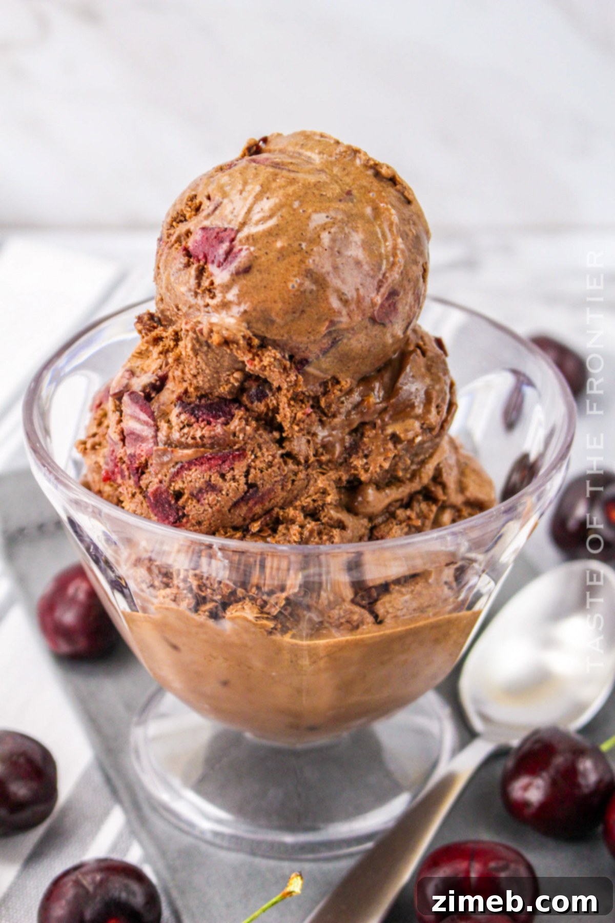 chocolate cherry ice cream scoop