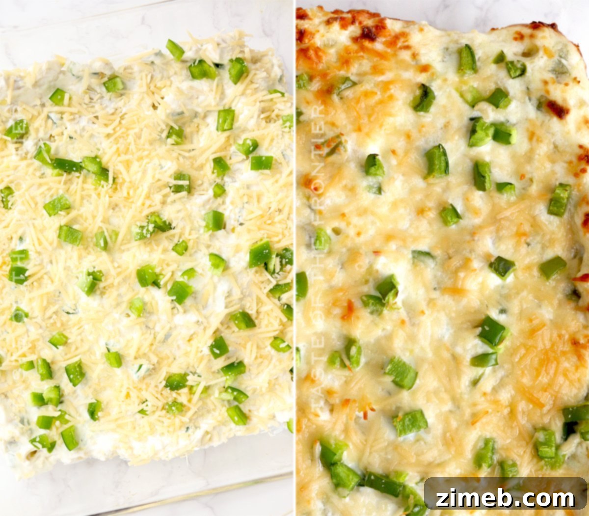 Creamy Jalapeno Artichoke Dip 8 Baked cheesy dip with golden brown top