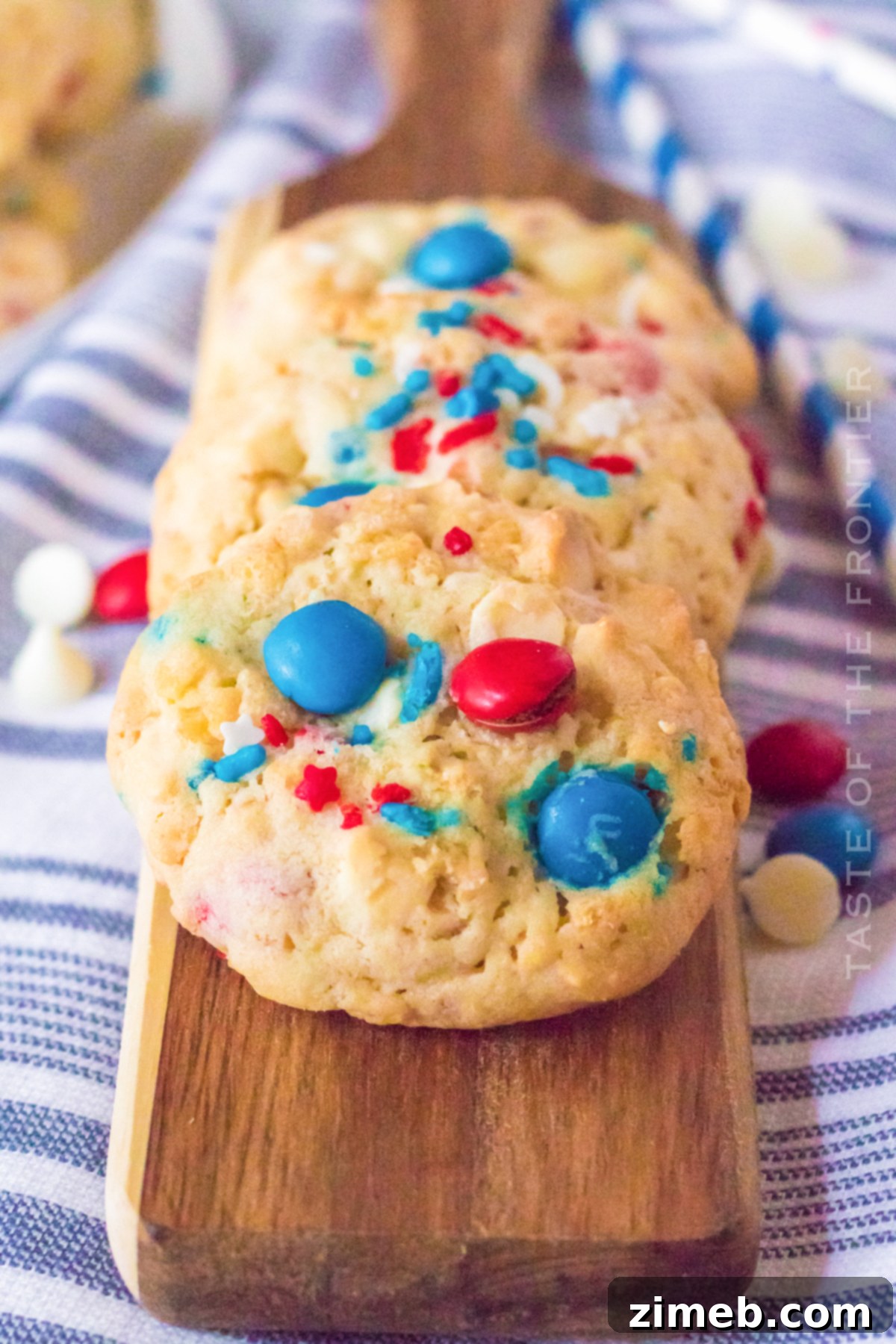 Marshmallow Crunch Cookies 19 Close-up of Rice Krispie Cookies with M&M's