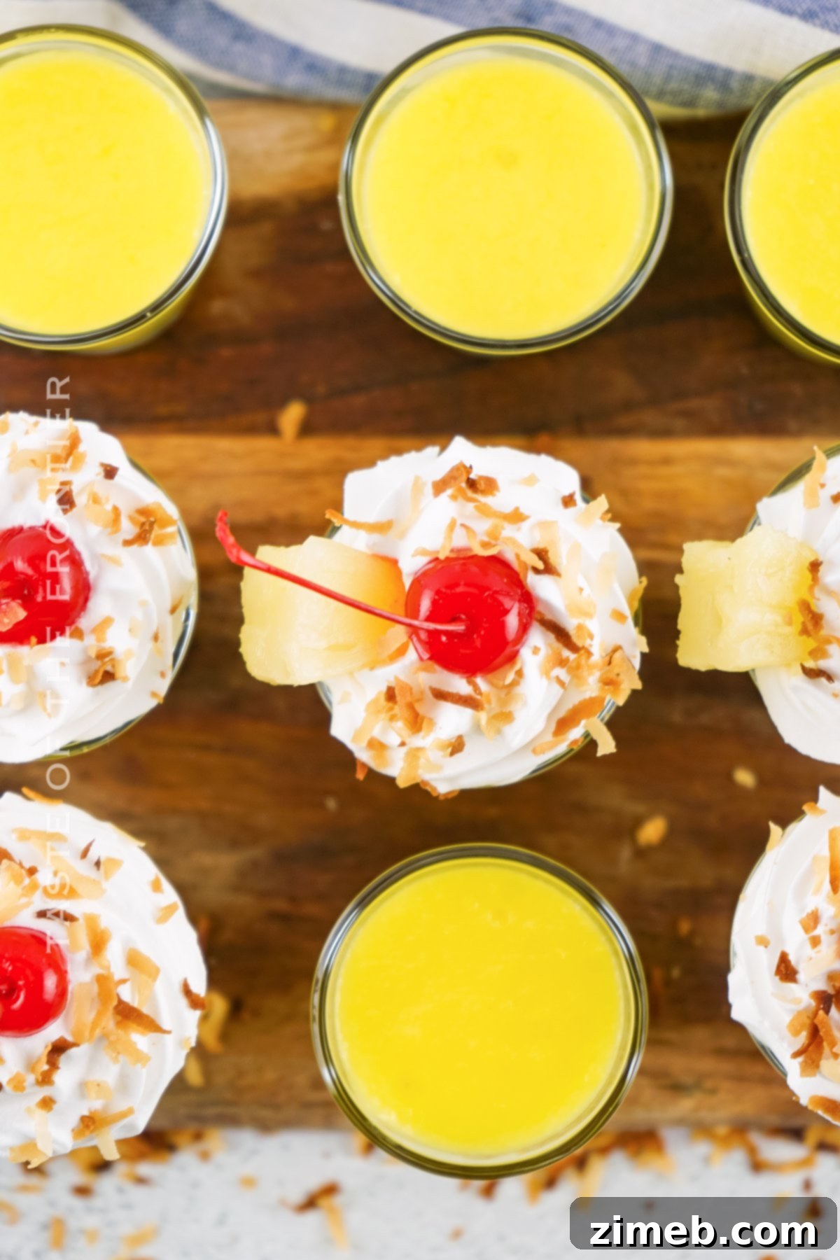 Piña Colada Pudding Shots for a party