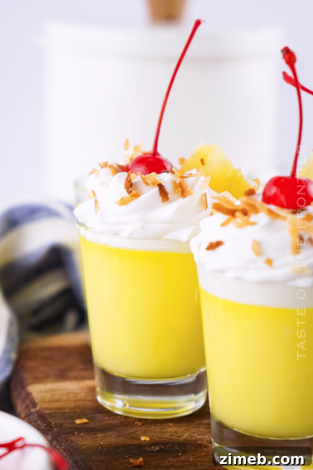 Creamy Piña Colada Pudding Shots with rum