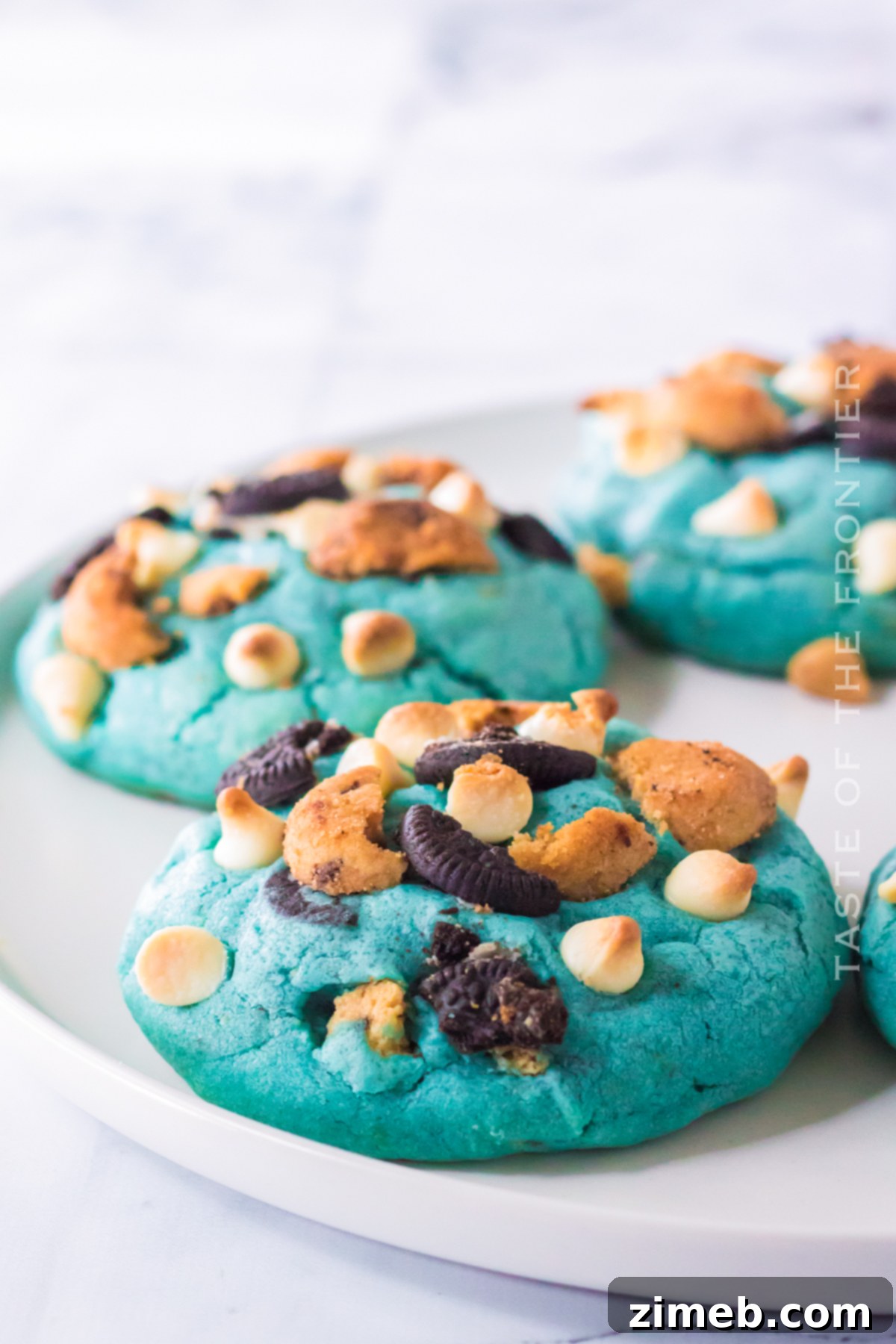 Om Nom Nom Cookies 4 Freshly Baked Cookie Monster Cookies Cooling on a Rack