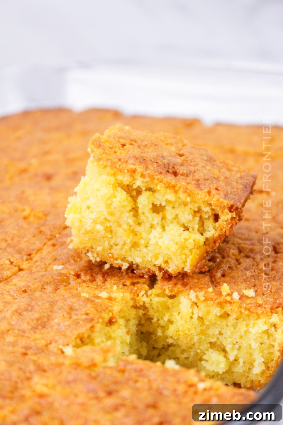 Spicy Mexican Cornbread 17 Mexican Cornbread with visible green chiles and cheese