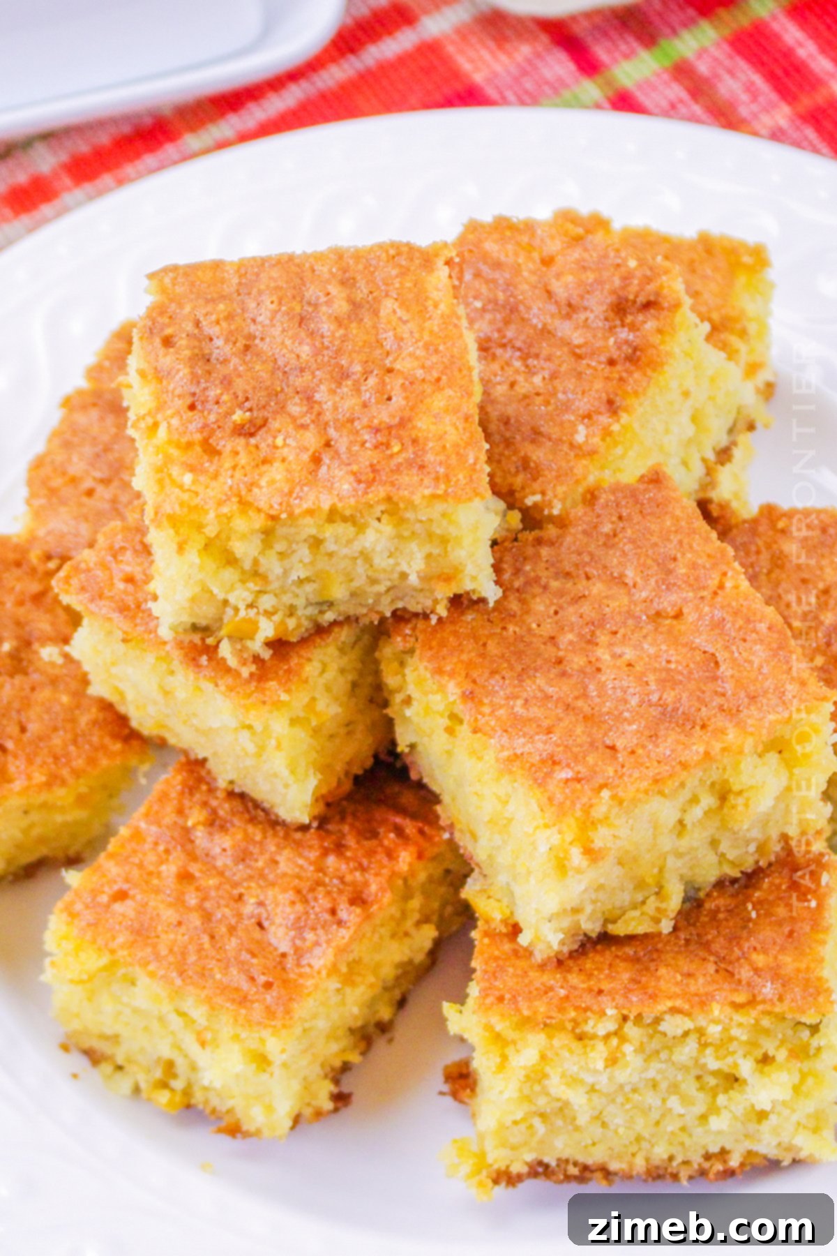 Spicy Mexican Cornbread 19 A rustic shot of prepared Mexican Cornbread slices