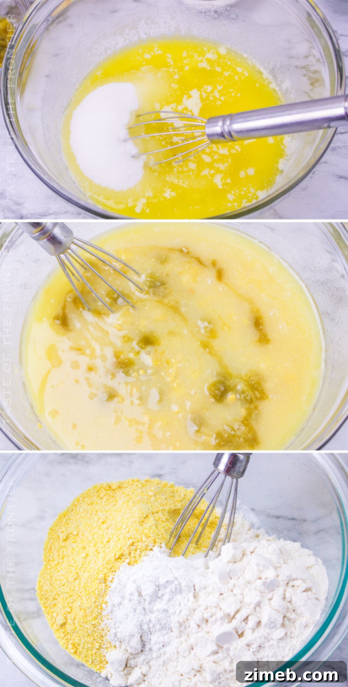 Spicy Mexican Cornbread 5 Detailed shot of how to make Mexican Cornbread batter