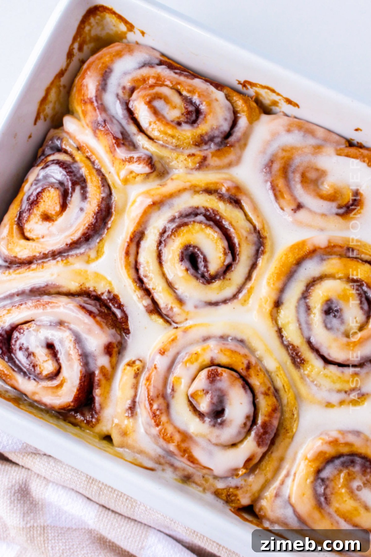 Glazed Cinnamon Rolls, perfectly baked and frosted.