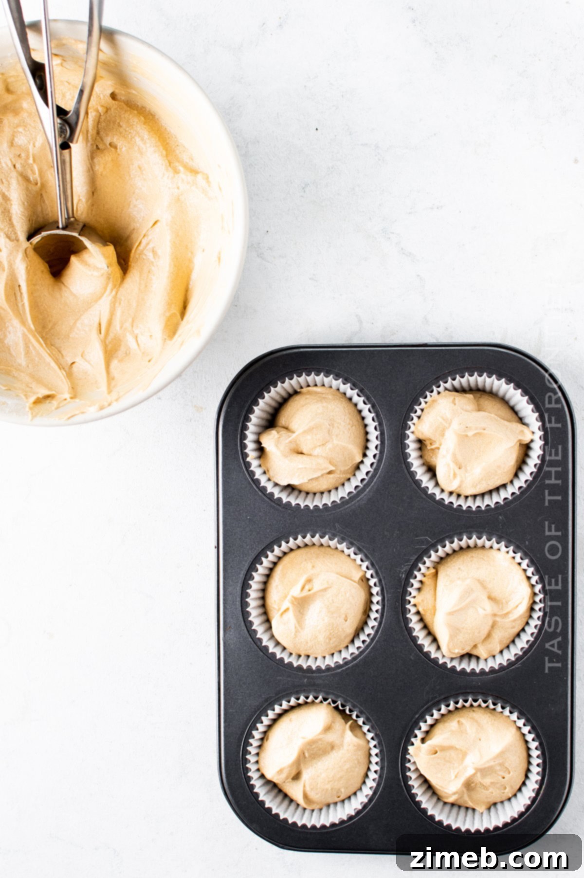 Cupcake batter infused with rich dulce de leche or caramel