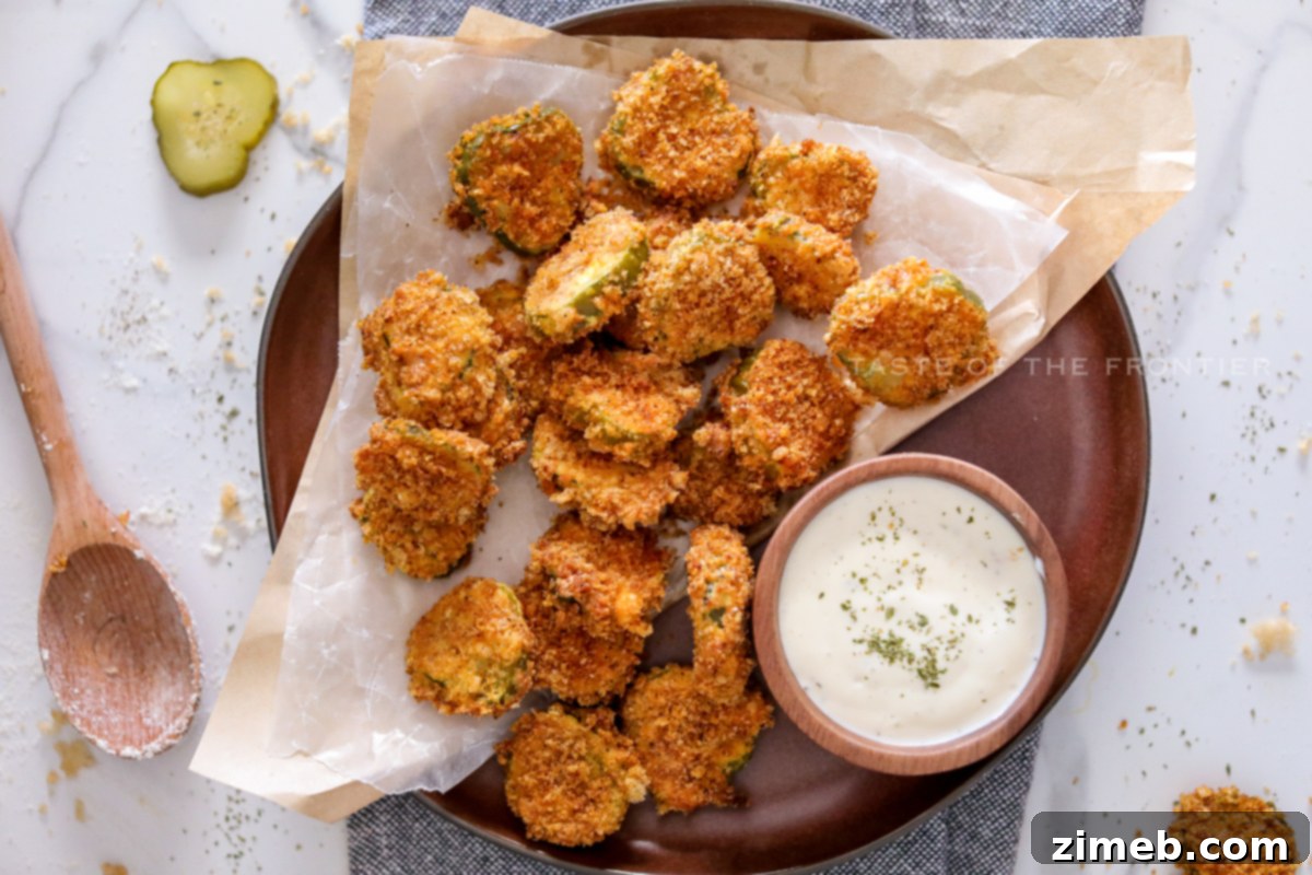 Final recipe for Air Fryer Fried Pickles, ready to serve.