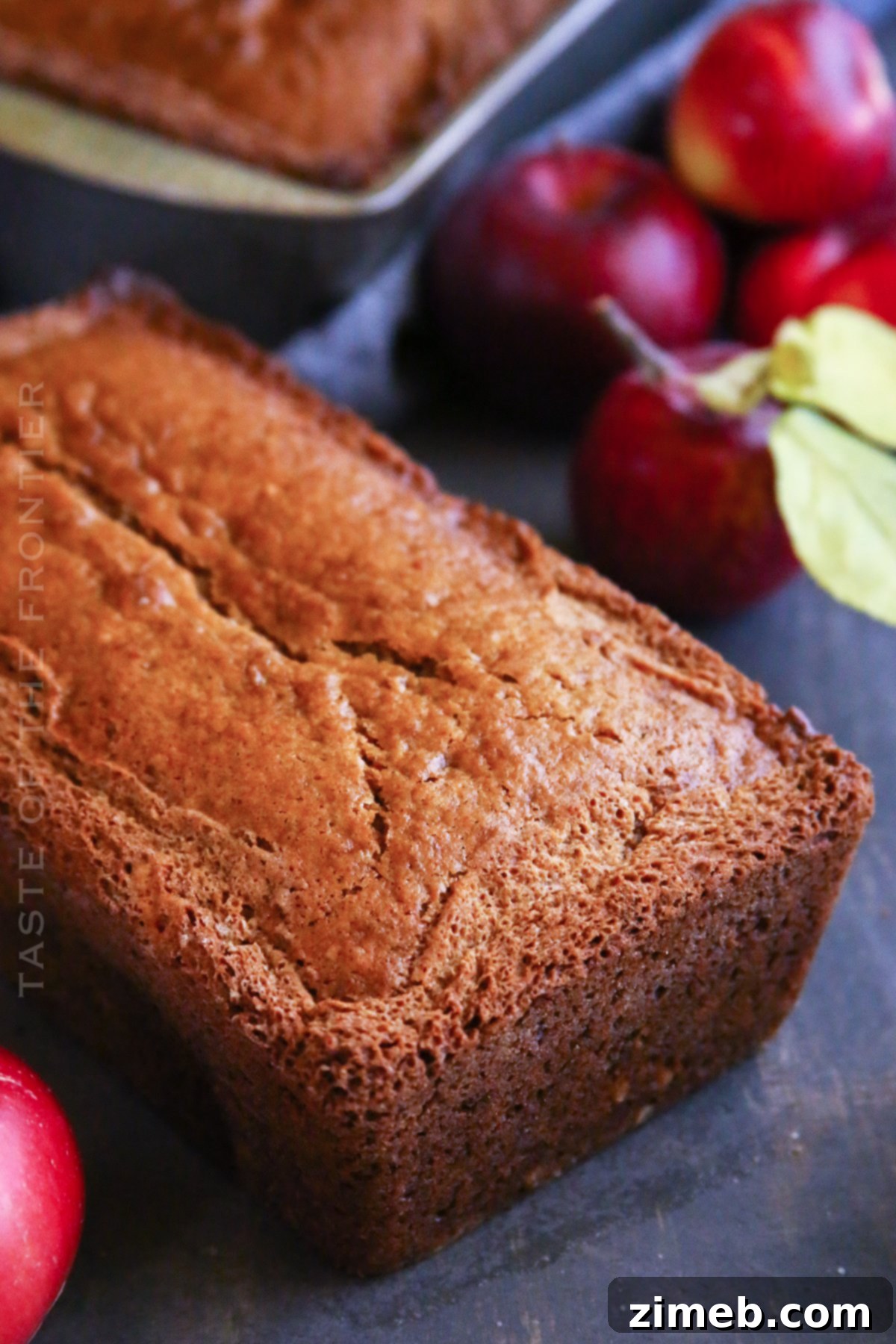 A warm loaf of apples and cinnamon bread for fall