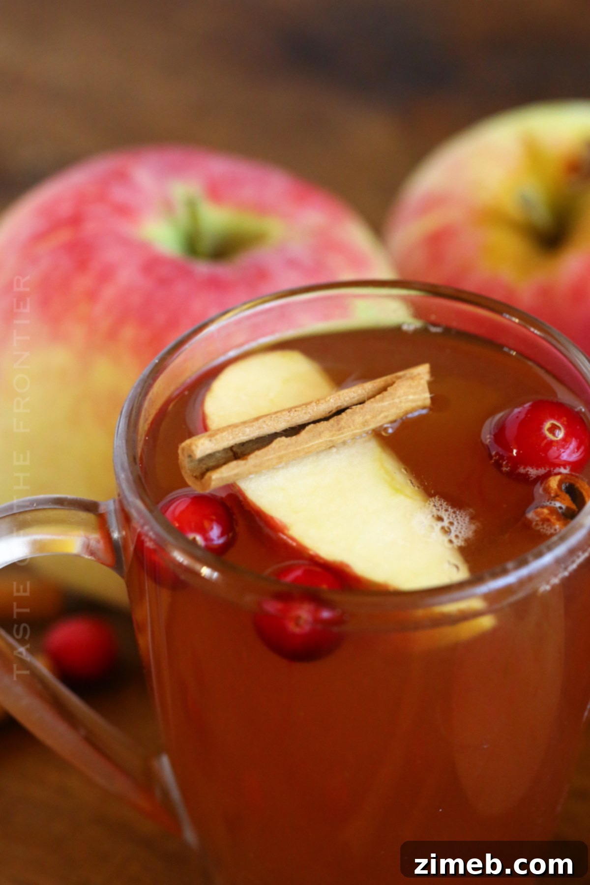 Cozy fall cider in a mug, perfect for a cold day.