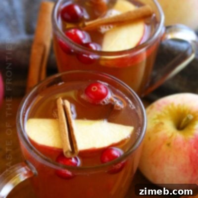 Instant Pot Apple Cider, garnished with cinnamon and apples.