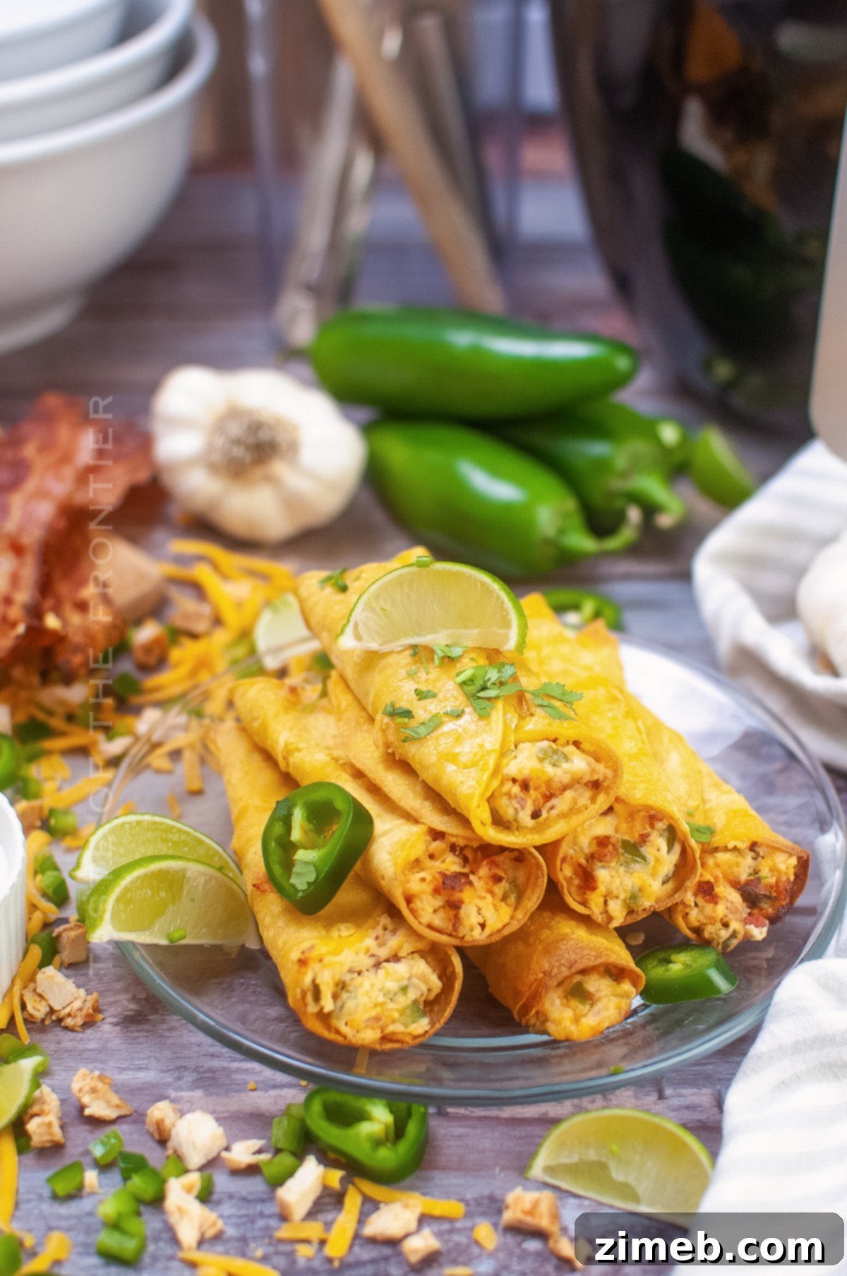 Appetizer Taquitos Cooked in an Air Fryer
