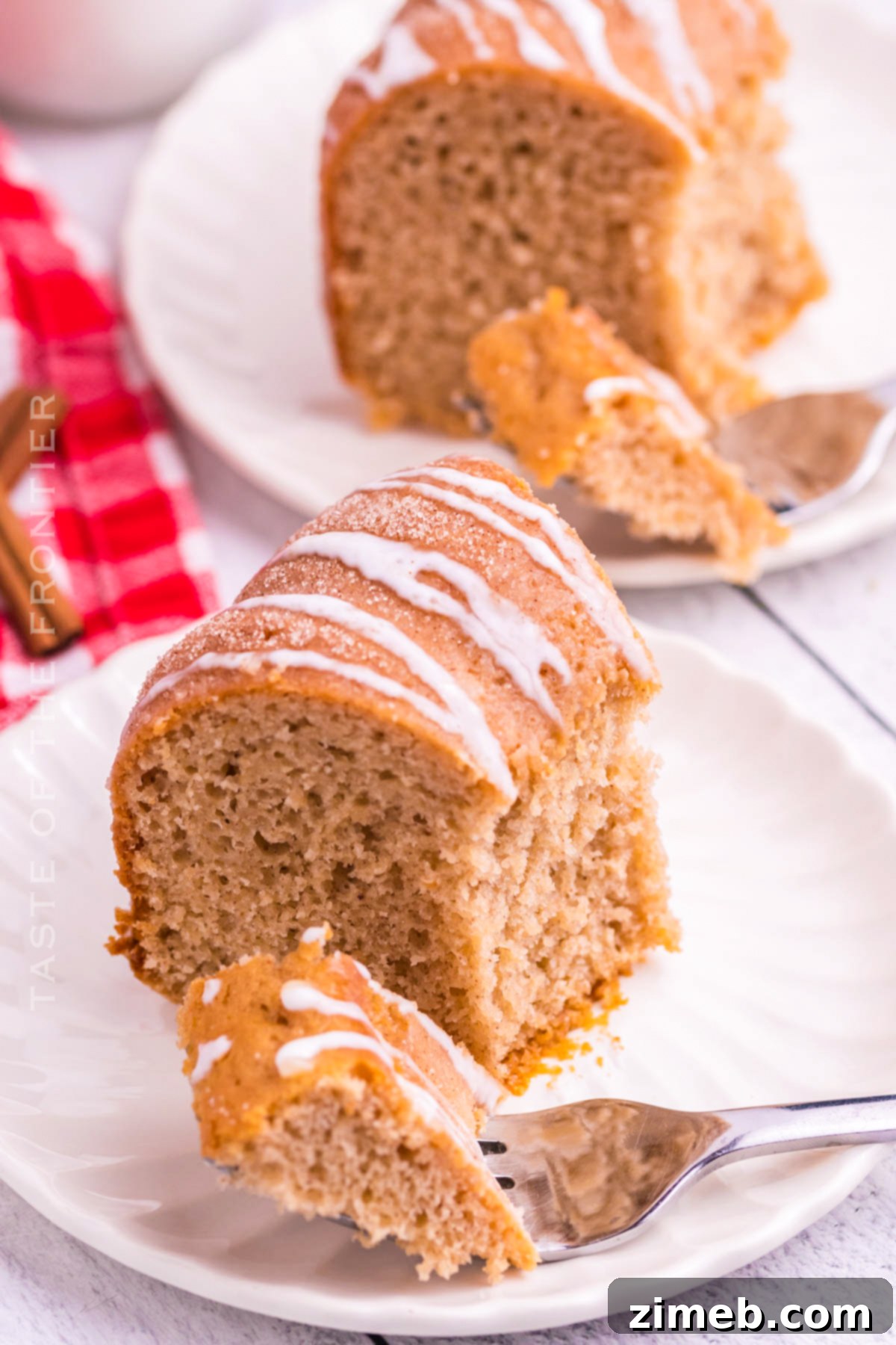 Slice of apple bundt cake